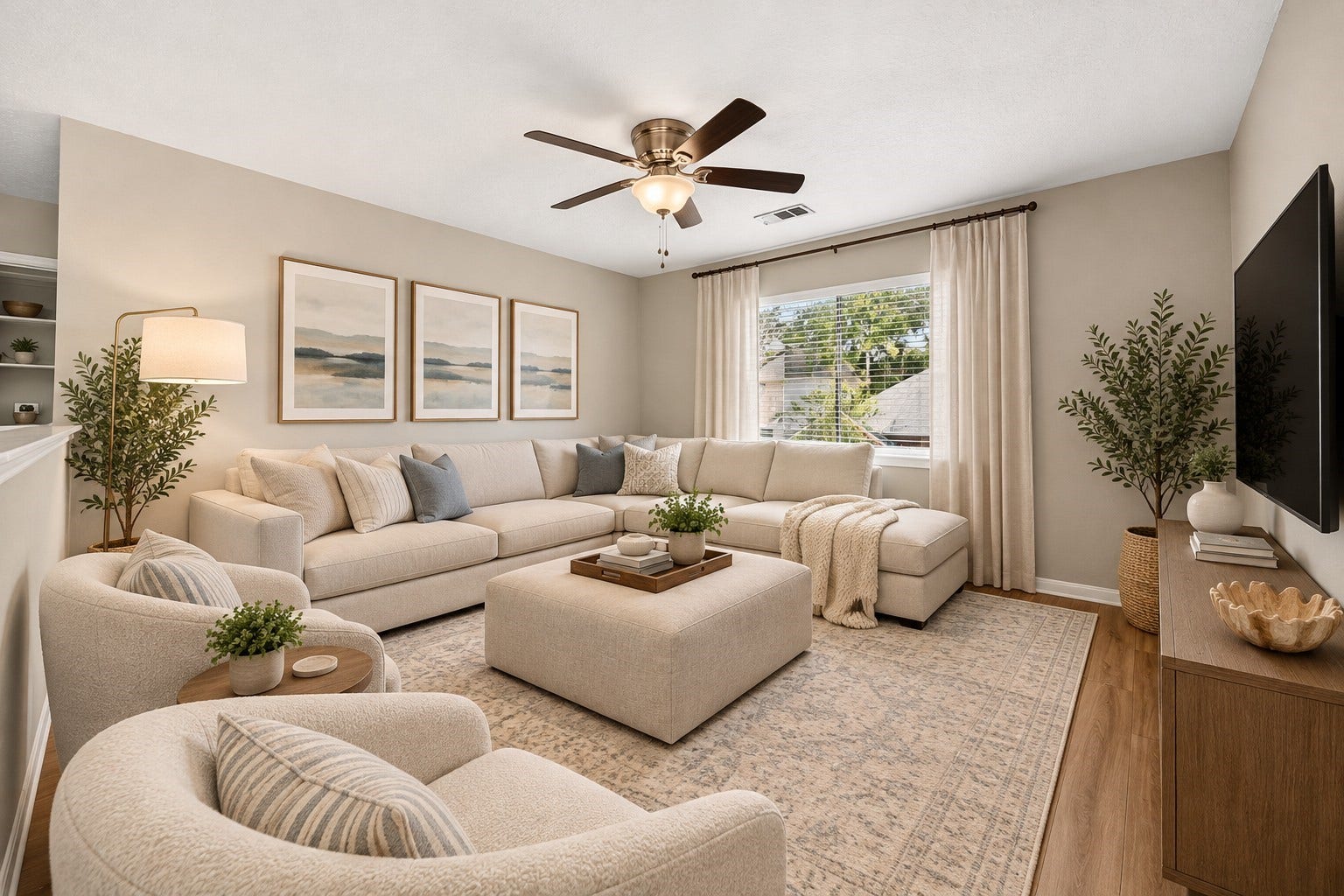 2130 Autumn Fern Drive, Katy, TX 77450 Additional Living Room: Spacious second living area offers flexible room for relaxing or entertaining, highlighted by a large window, wood-look flooring and an inviting layout.