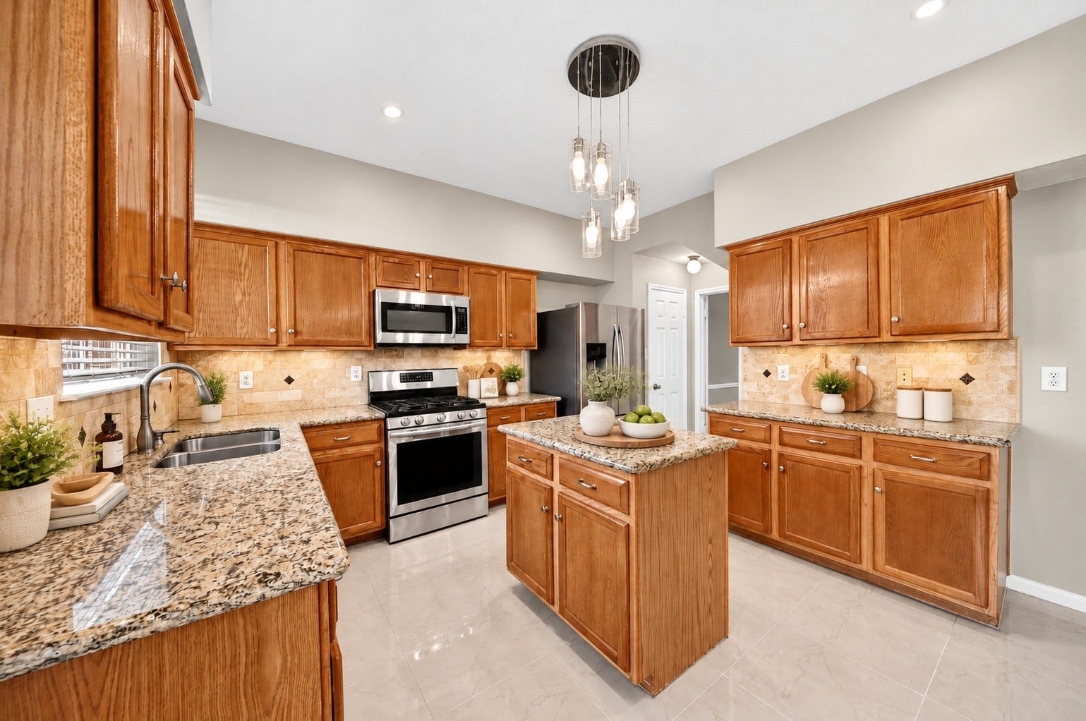2130 Autumn Fern Drive, Katy, TX 77450 Kitchen Additional View - Enjoy generous countertop space, abundant cabinetry and a functional center island in this spacious kitchen, where warm finishes and polished tile flooring create a timeless appeal.