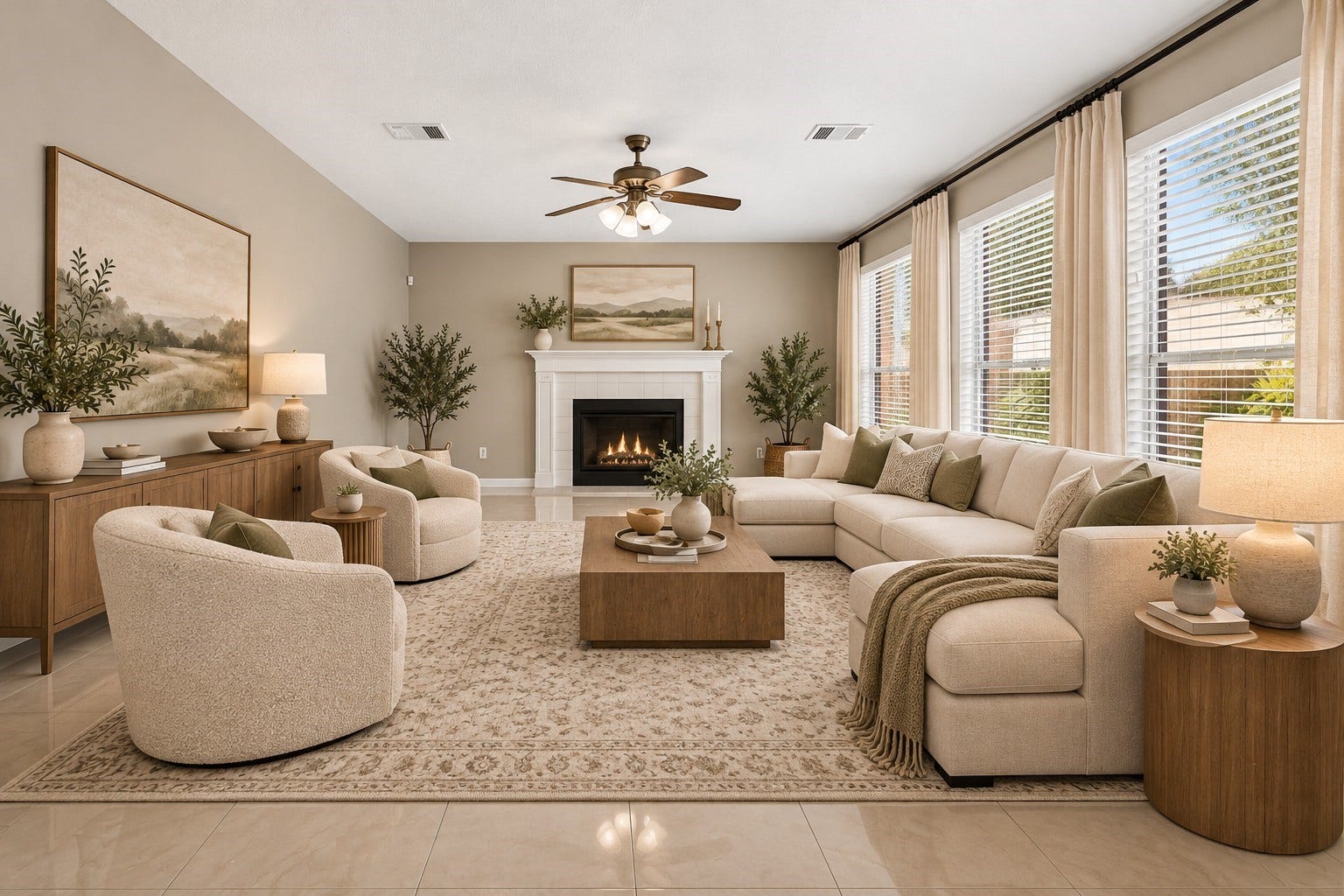 2130 Autumn Fern Drive, Katy, TX 77450 Living Room Fireplace View -
Spacious living area featuring a beautiful fireplace, large windows bringing in abundant natural light and elegant tile flooring, creating a welcoming setting for relaxing or entertaining.