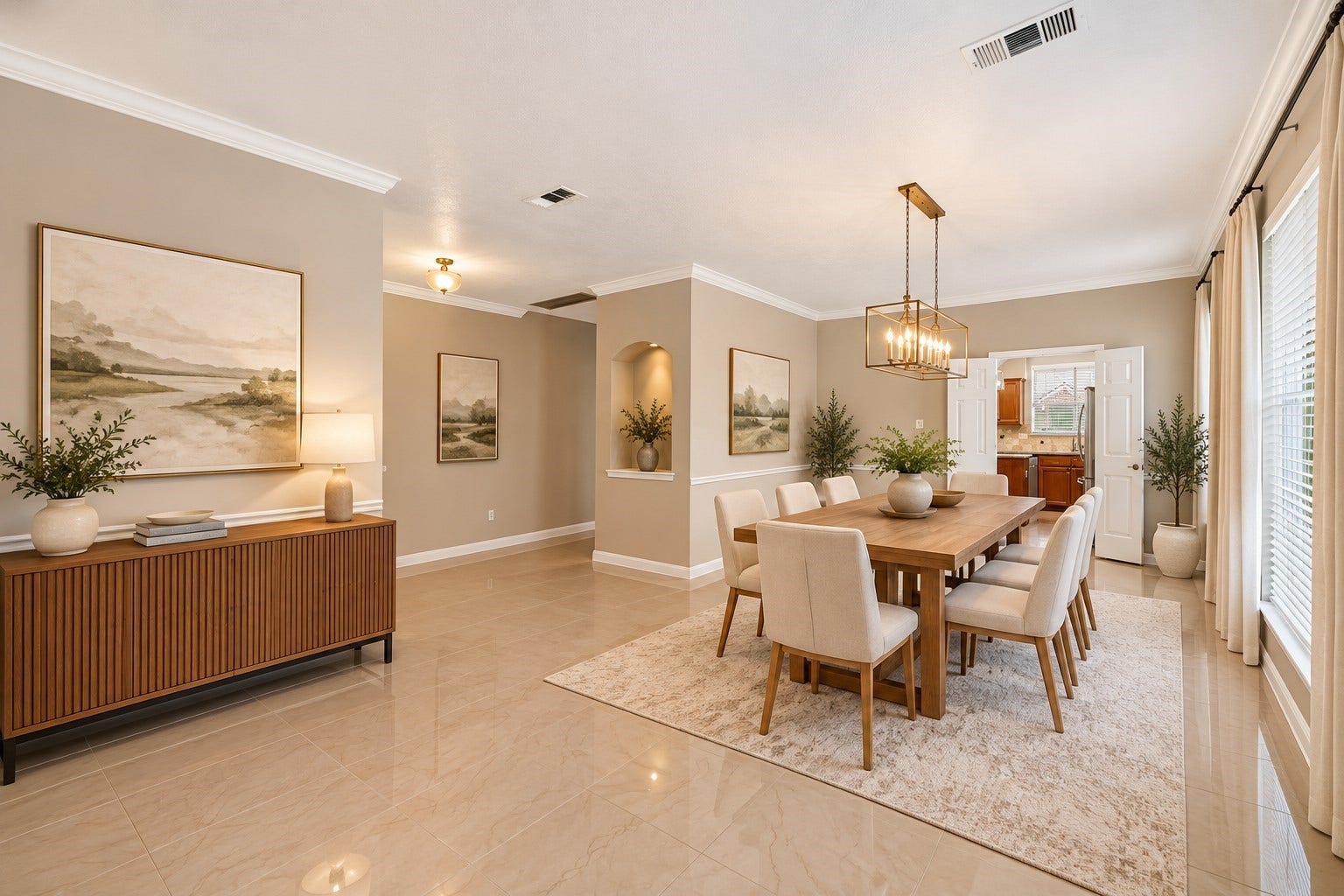 2130 Autumn Fern Drive, Katy, TX 77450 ormal Dining Room Alternate View -
Spacious dining area featuring abundant natural light, elegant architectural details and gleaming tile flooring, offering a sophisticated setting for gatherings with convenient access to adjoining living spaces.