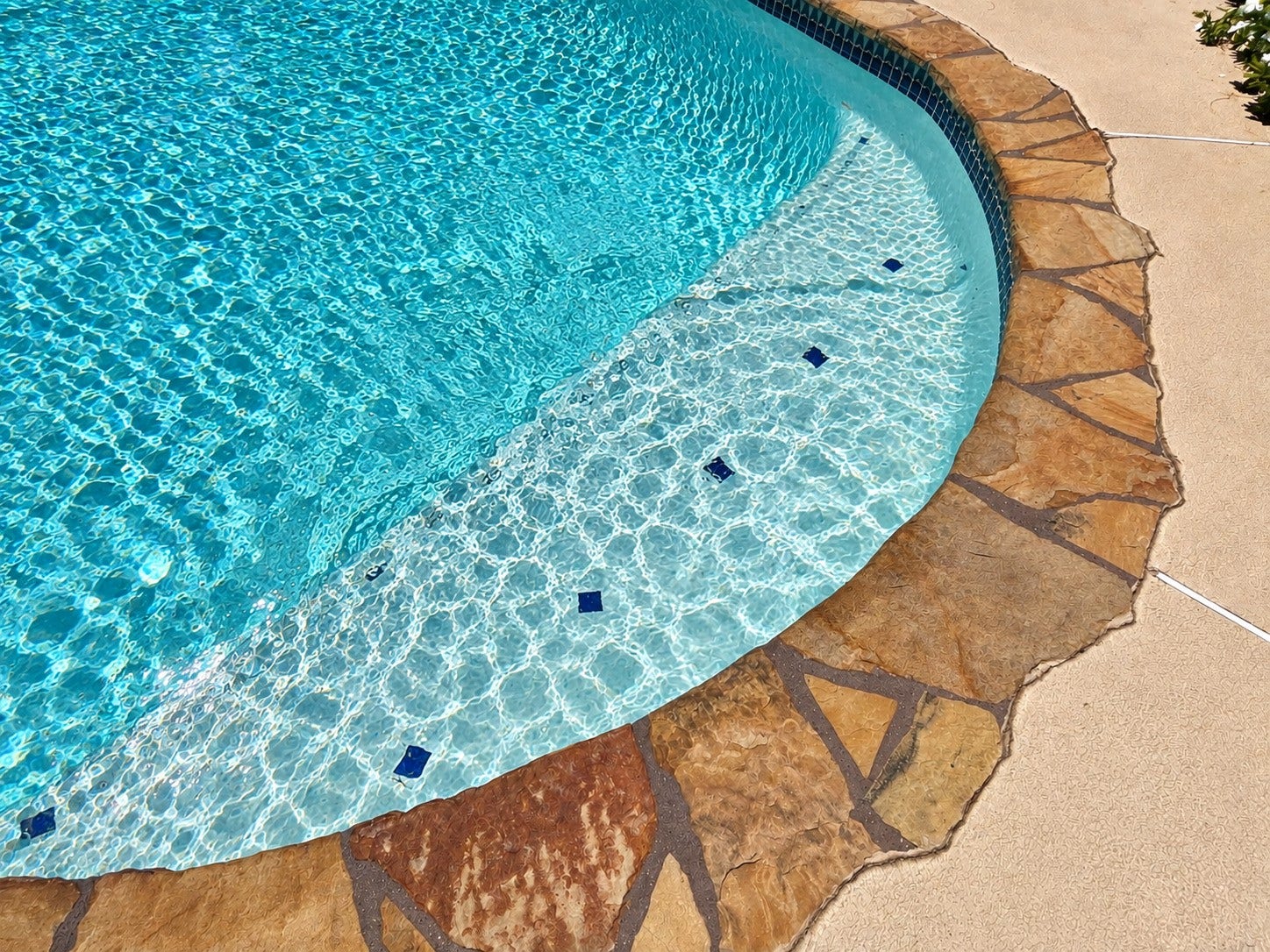 7615 Park Falls Drive, Houston, TX 77095 Custom-placed tile accents add a unique, artistic touch to the private pool, creating a beautiful detail that sets this outdoor space apart