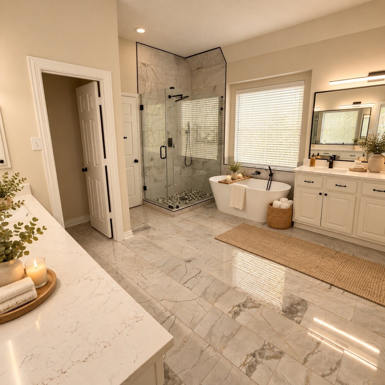 6 Meadow Rose Place, The Woodlands, TX 77382 Master Bath 1 AI Staged