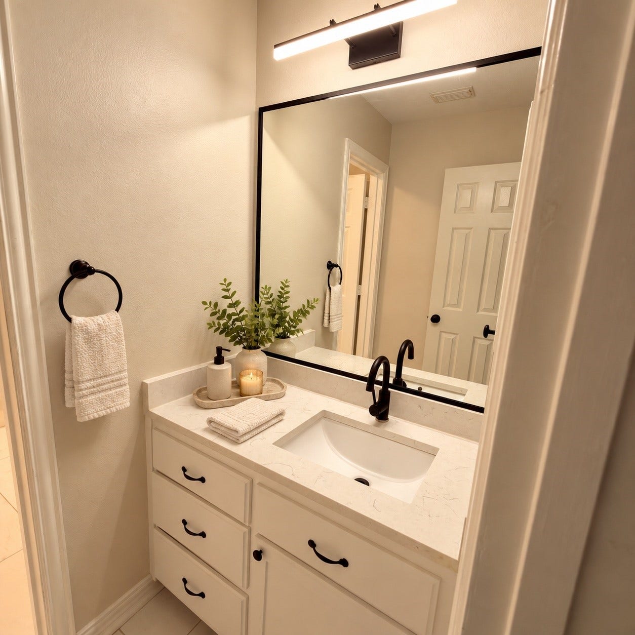 6 Meadow Rose Place, The Woodlands, TX 77382 Powder Room AI Staged