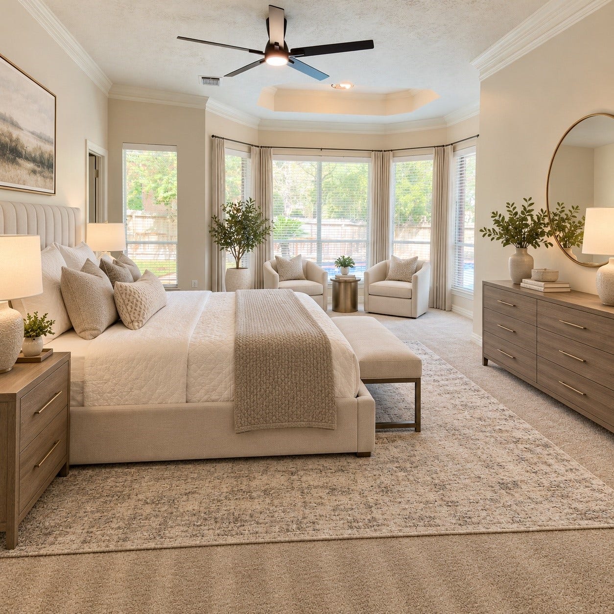 6 Meadow Rose Place, The Woodlands, TX 77382 Master Bedroom 2 AI Staged