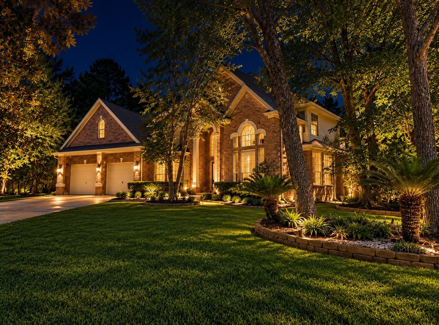 6 Meadow Rose Place, The Woodlands, TX 77382 6 Meadow Rose Pl (At Night) AI Staged