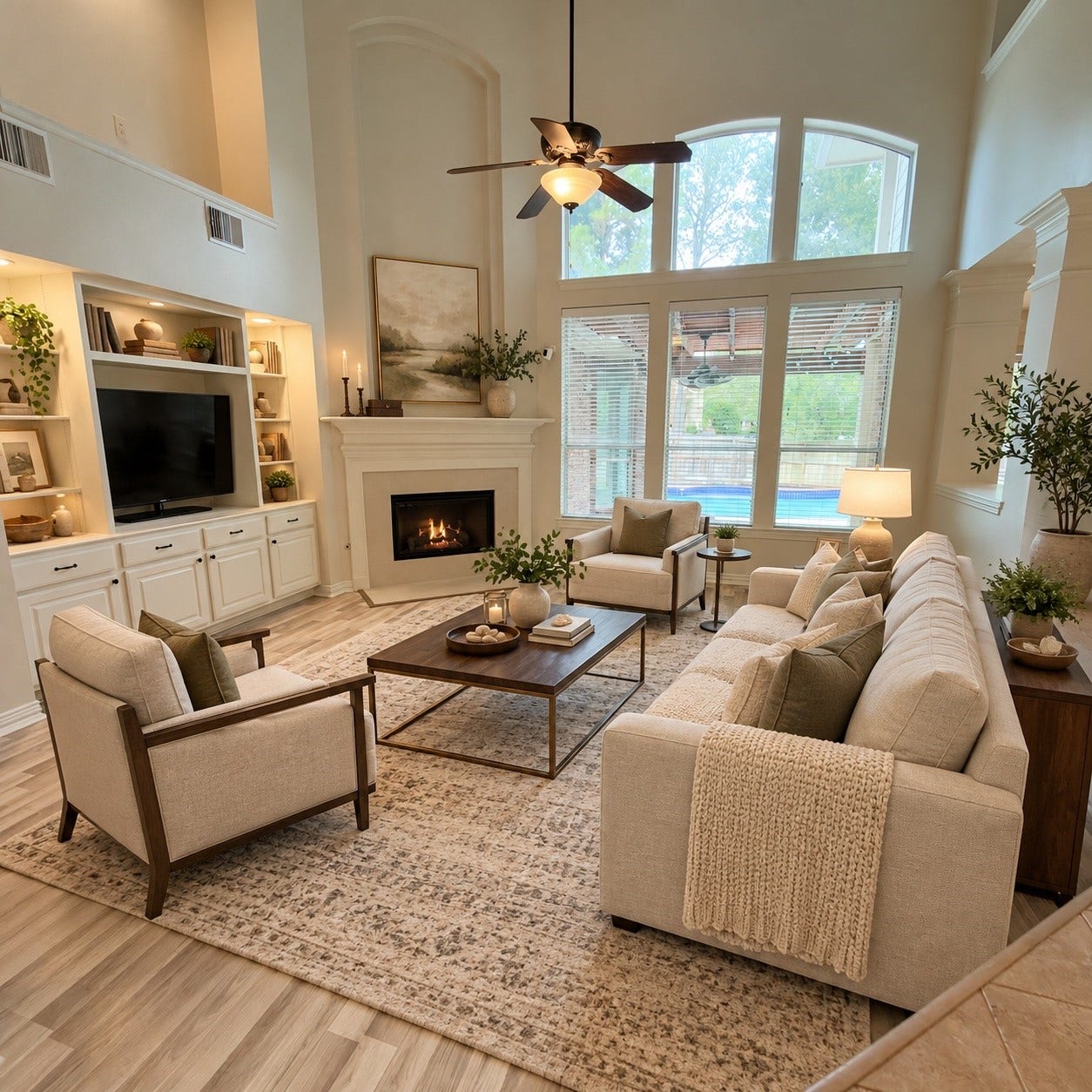 6 Meadow Rose Place, The Woodlands, TX 77382 Family Room AI Staged