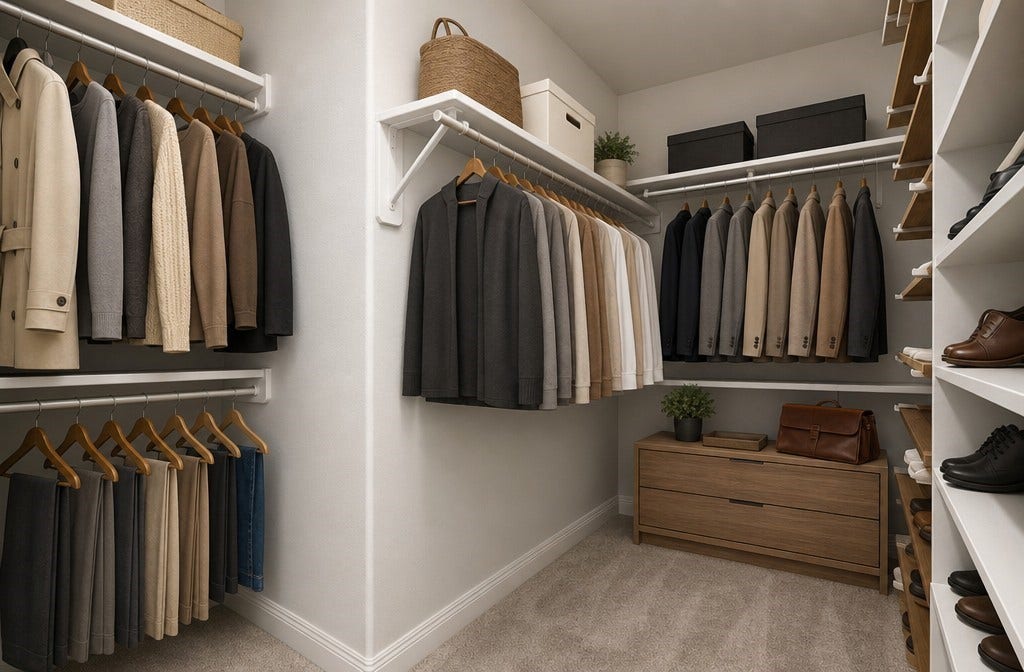 34019 Conroe Huffsmith Road, Magnolia, TX 77354 Spacious walk-in closet with ample hanging space, shelving, and a wooden dresser, perfect for organized living.