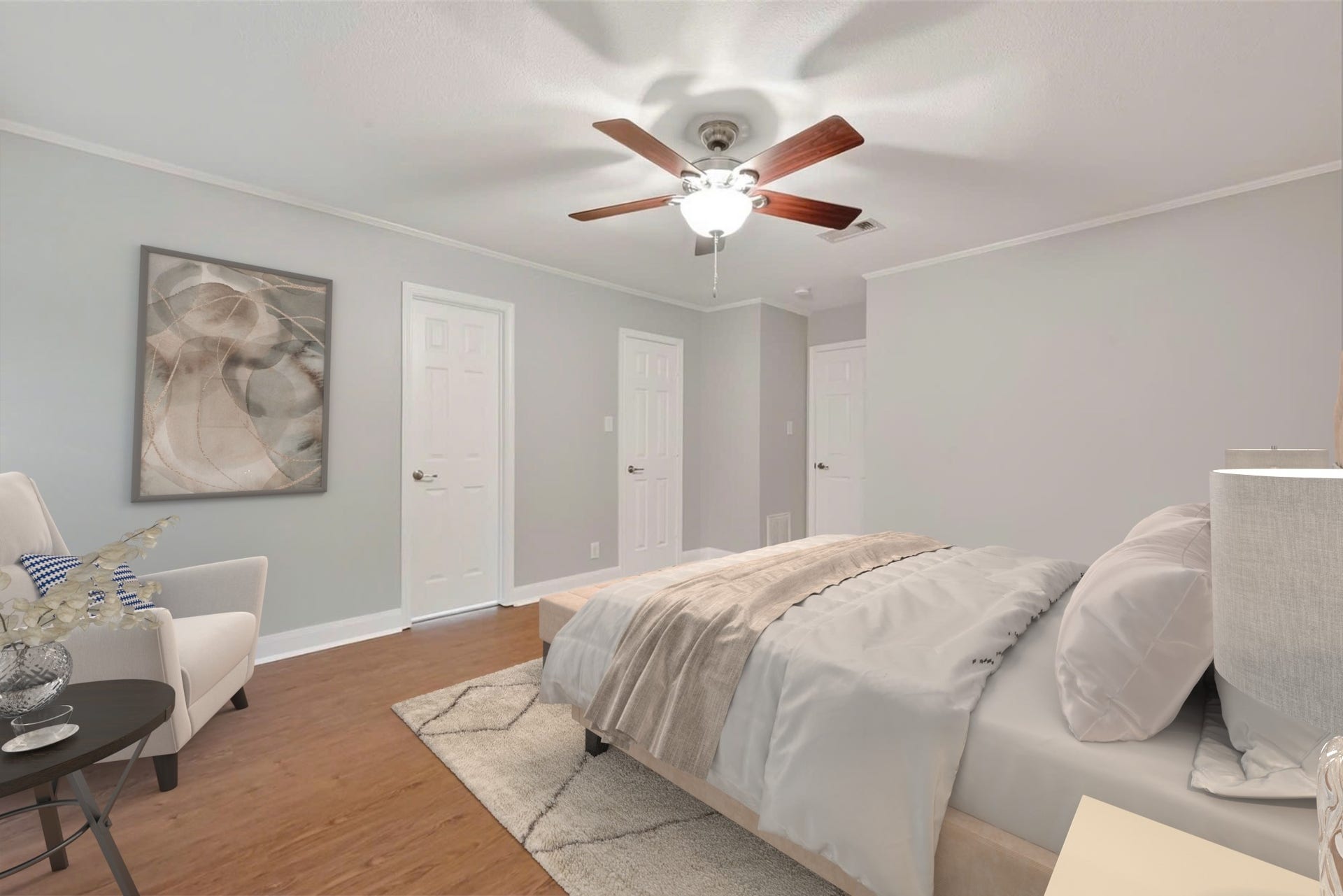 6351 Briar Rose Drive, #149, Houston, TX 77057 Large primary bedroom retreat in this updated Houston townhome with stylish finishes and custom closet access.