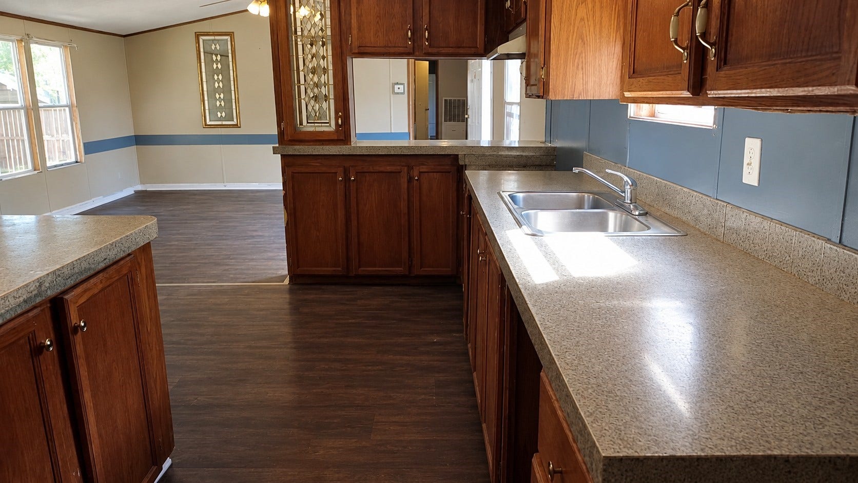 Kitchen is set up for propane or electric stove & oven