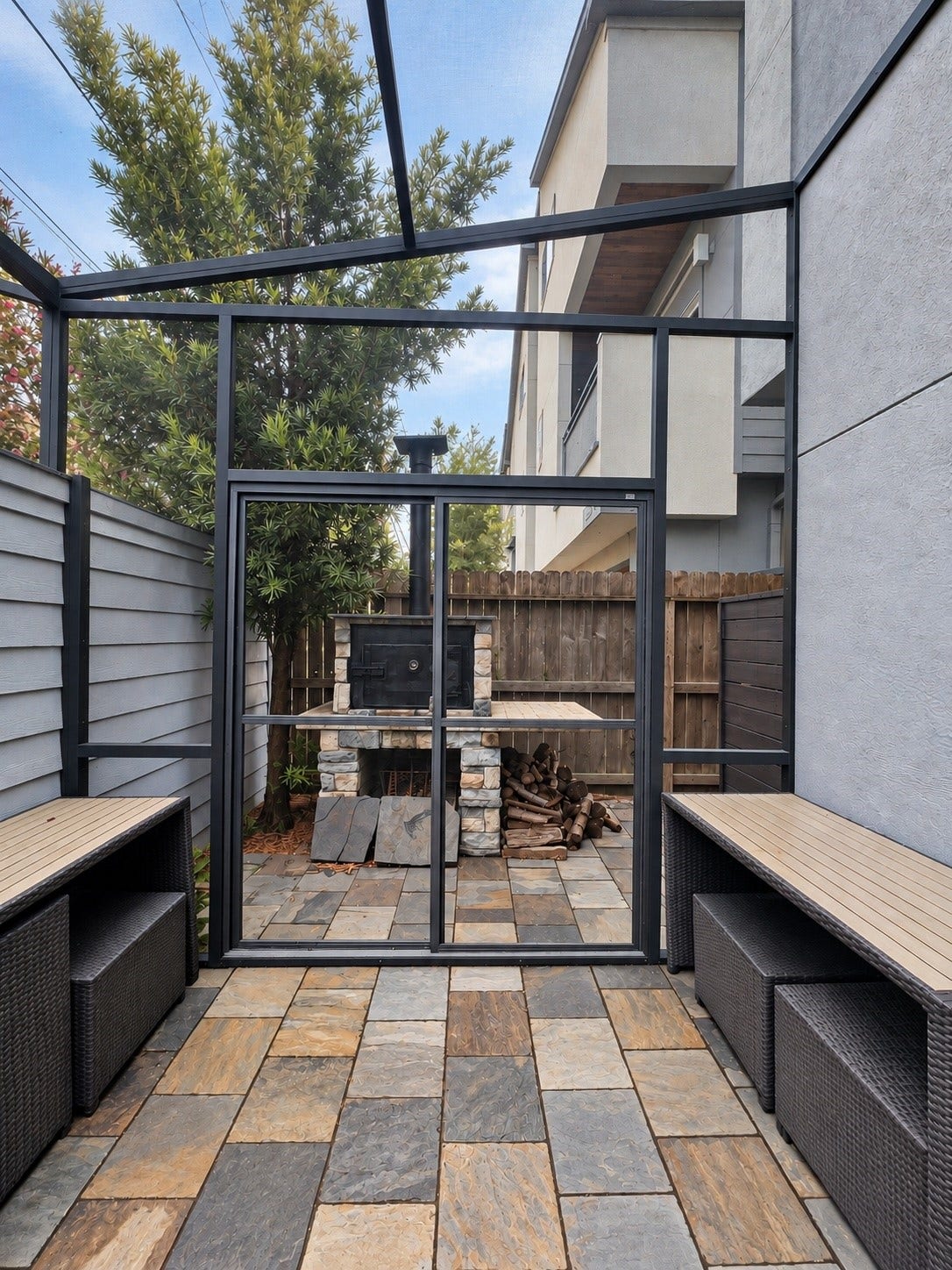42-screened-in patio with outdoor smoker