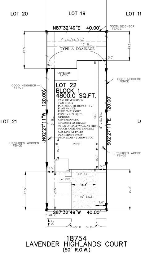 18754 Lavender Highlands Court preliminary plot plan