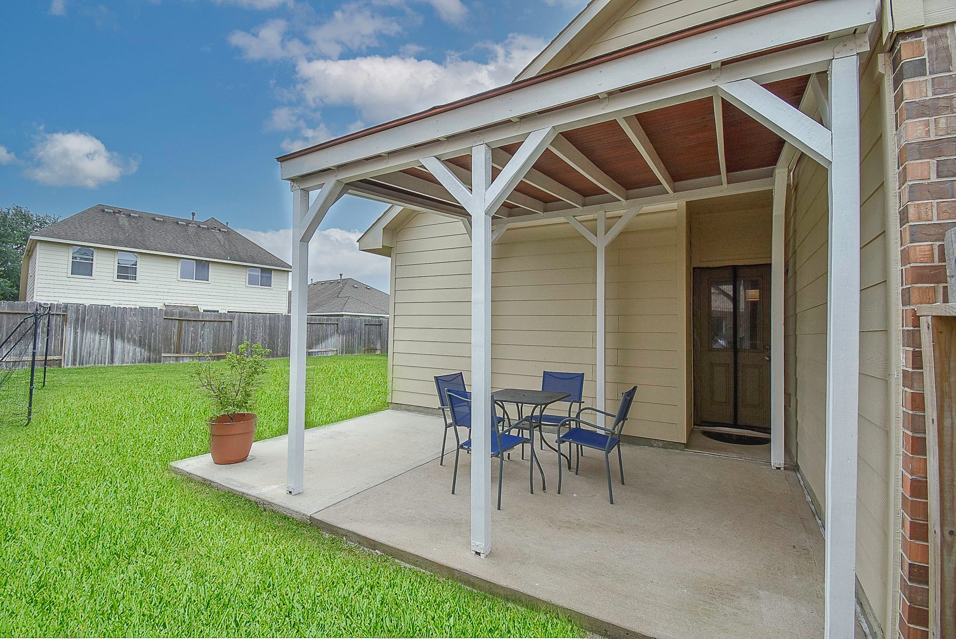 3615 Morning Gale Lane, Katy, TX 77494 Elegant covered back patio in the huge backyard.