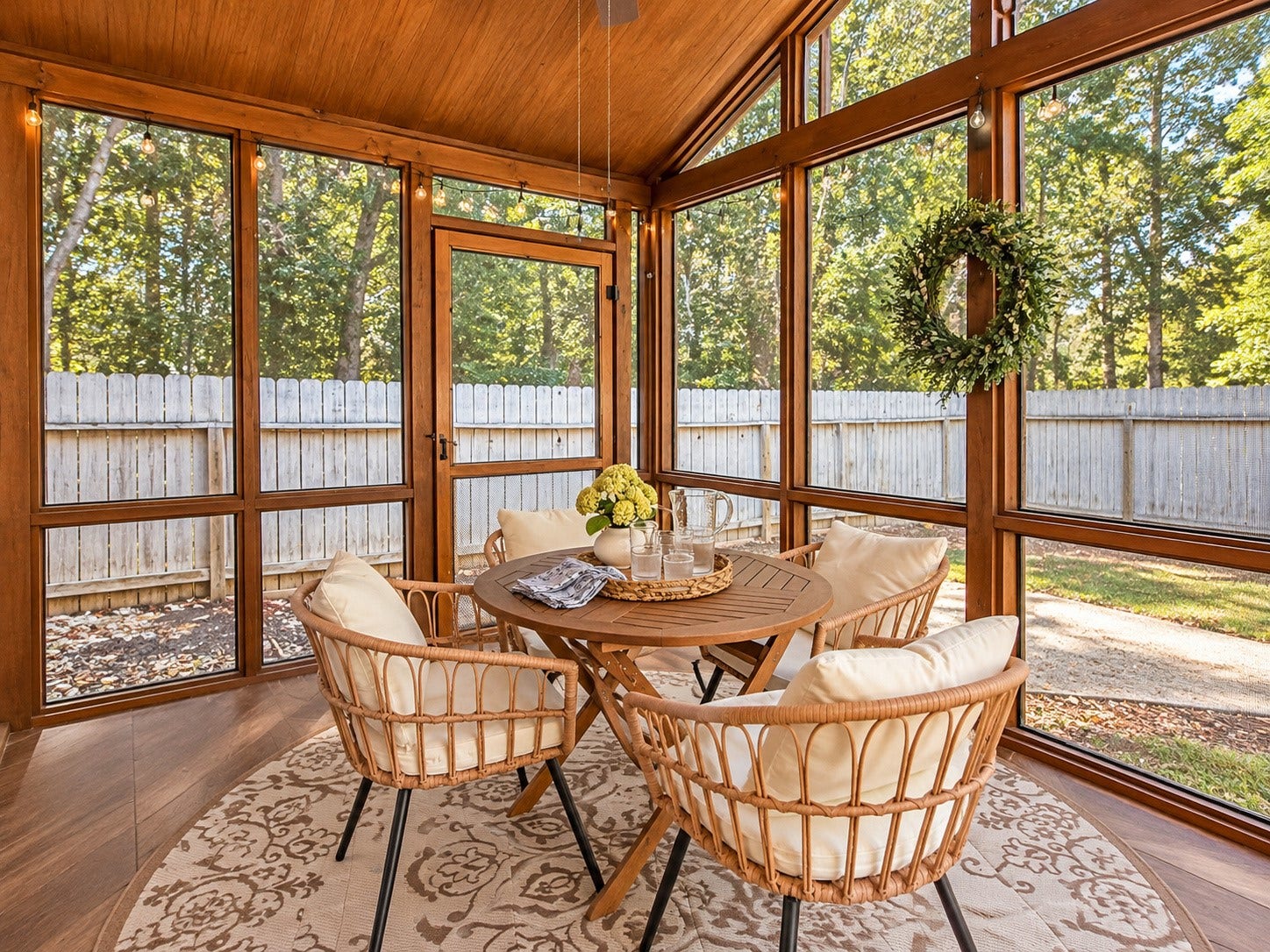The perfect spot for morning coffee, outdoor dining, or relaxing year-round.