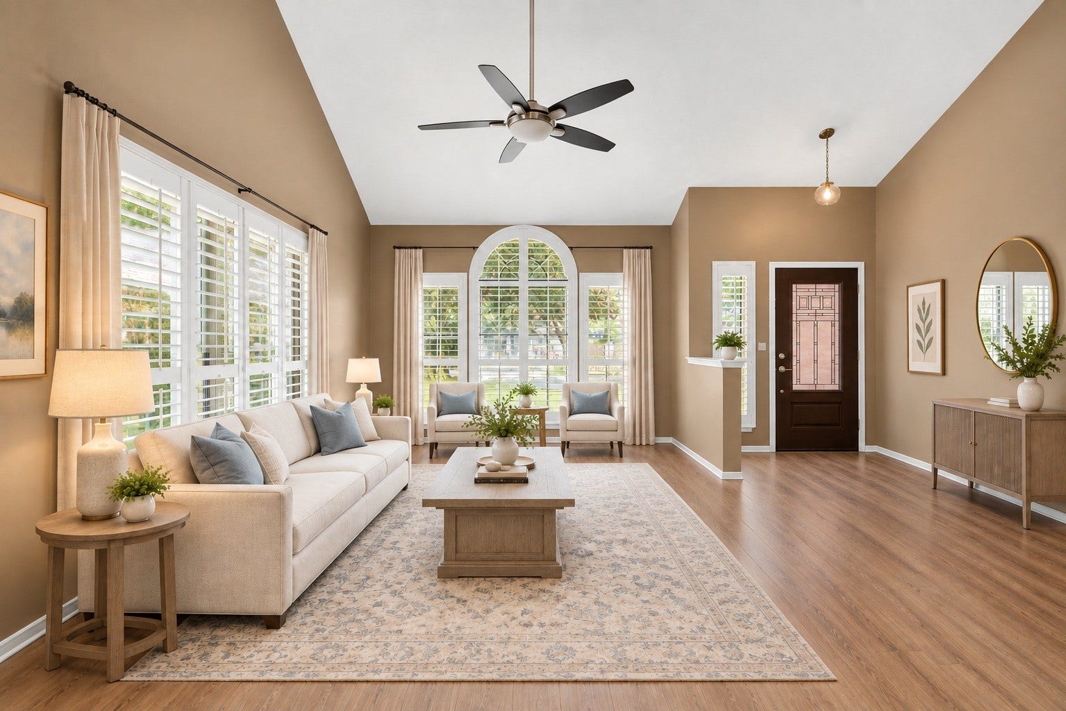 3507 Santa Rosa Lane, Sugar Land, TX 77478 Step through the front door into a spacious, light-filled foyer with stylish vinyl flooring that immediately sets a warm and inviting tone. (virtual staged)
