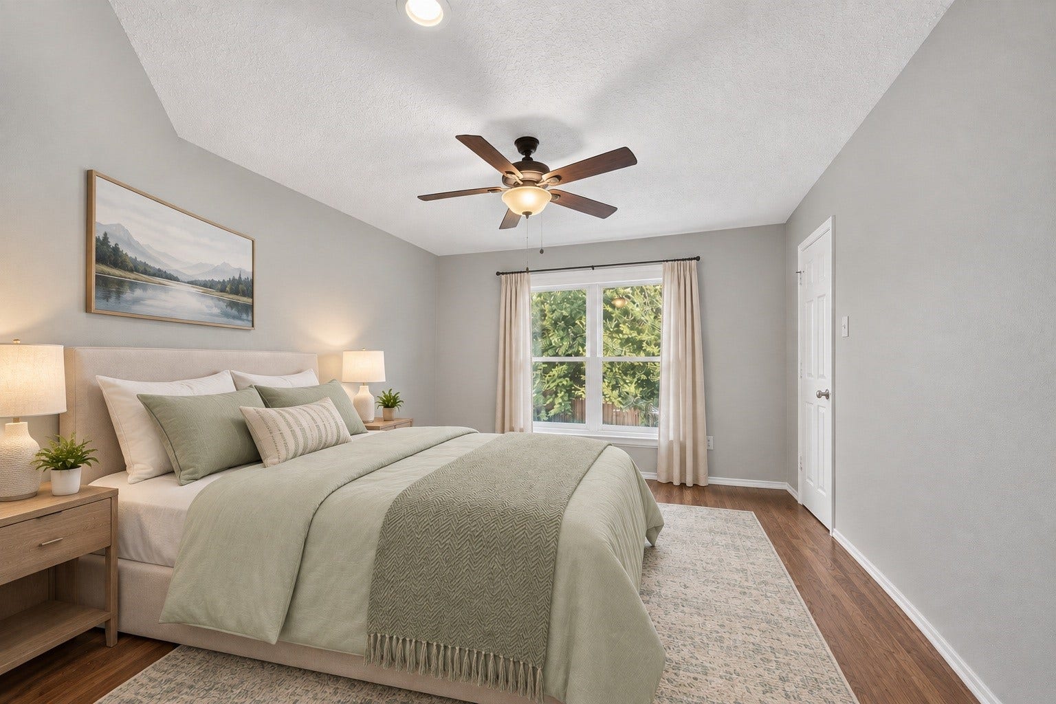 3507 Santa Rosa Lane, Sugar Land, TX 77478 Filled with soft natural light, this charming second-level third bedroom boasts clean lines and versatile space, making it perfect for a nursery, kids' room, or creative studio. (virtual staged)