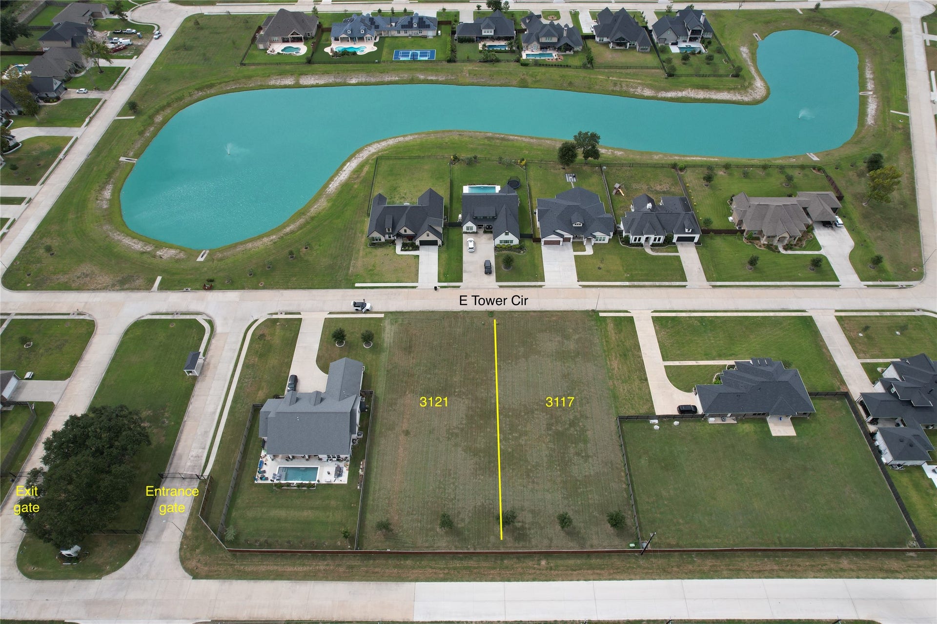 3121 E TOWER Circle, Santa Fe, TX 77517 Two contiguous lots in the gated community of Tower Road Estates. Each lot is listed independently. The yellow line is for illustration purposes only, please verify boundaries on the attached survey.