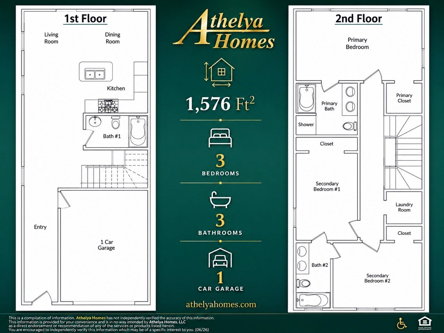 6624 Nielan Street, Houston, TX 77028 Explore the thoughtfully designed 1,576 SqFt floor plan featuring 3 bedrooms, 3 full bathrooms, and a 1-car garage. The first floor offers an open living, dining, and kitchen area with a full bathroom, while upstairs includes all three bedrooms, two bathrooms, and a utility room.