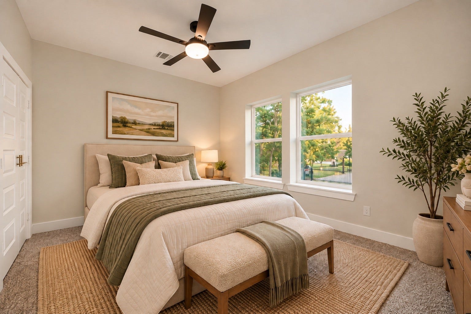 6624 Nielan Street, Houston, TX 77028 The final secondary bedroom measures approximately 13 x 11 feet and features a ceiling fan, natural light, and a comfortable layout. | Virtually Staged