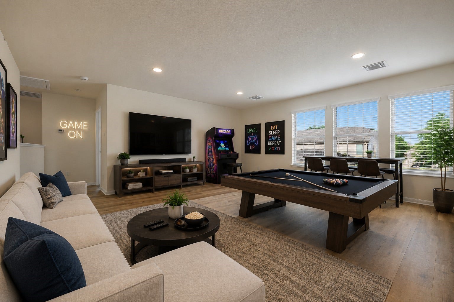 Game Room. Virtually Staged