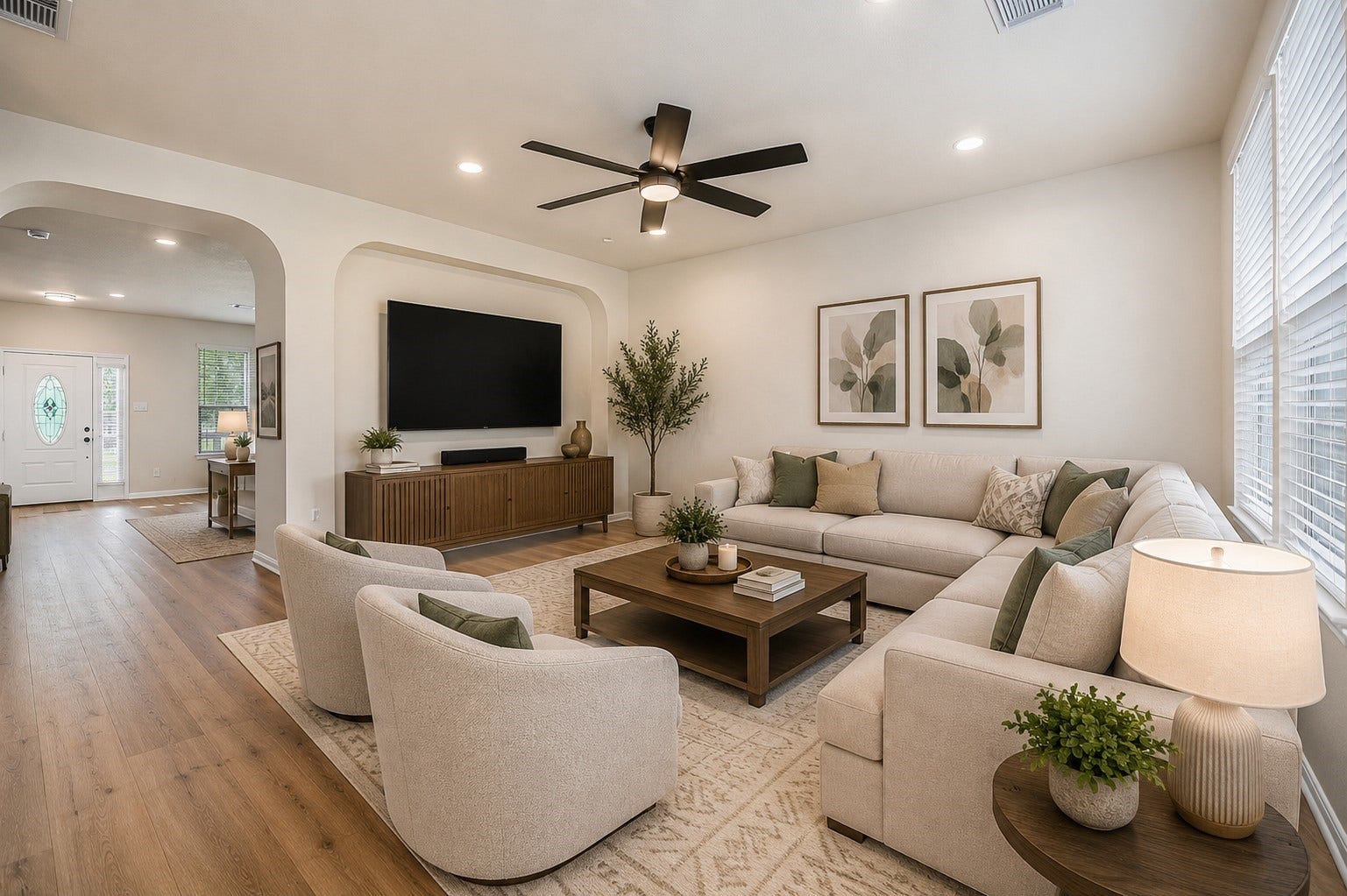 Family room across the kitchen. Virtually Staged