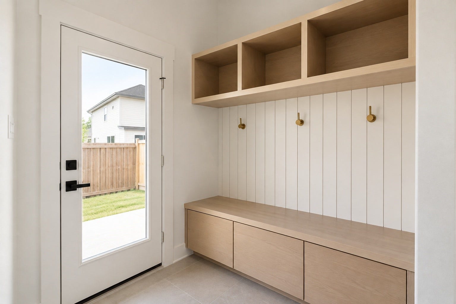 The mudroom we all need! Stylish hooks, additional outlets and storage easily accessible from your second backyard entry. (Photos of a previously built home with the same floor plan. For illustrative purposes only; final finishes may vary.)
