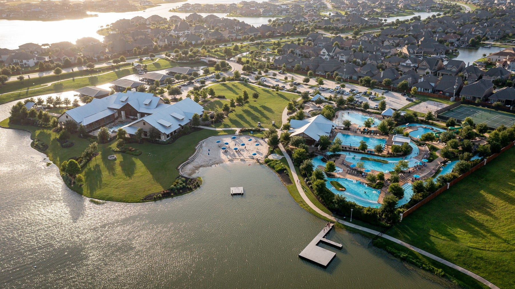 9618 W Pedernales River Drive, Cypress, TX 77433 The lakehouse offers an adult pool, fitness center, ball room, game rooms, marina and the fabulous lazy river also has a jr olympic pool, splash pad, park, beach volleyball, tennis courts, private beach area.