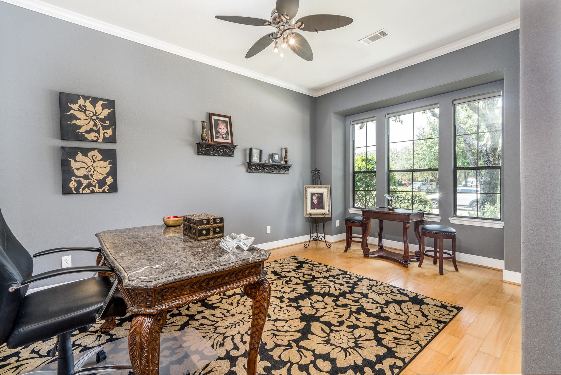 9618 W Pedernales River Drive, Cypress, TX 77433 Spacious home office with wood flooring.