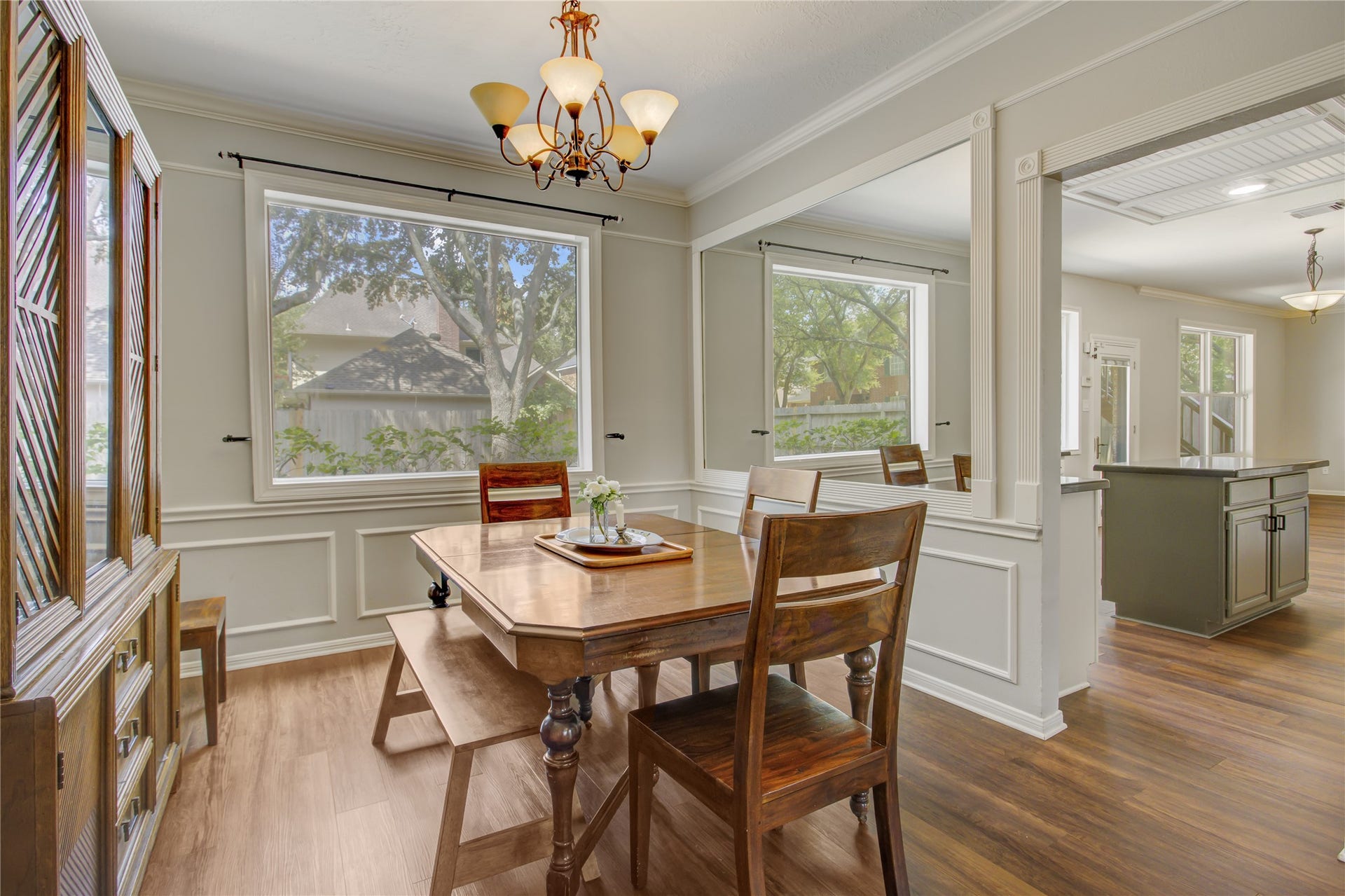 2826 Spring Lakes, Missouri City, TX 77459 Holiday dinners and Sunday brunches have a home here, with wainscoting, a large window and a view through to the kitchen.