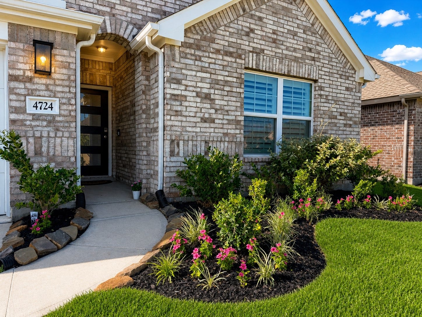 4724 Peony Green Drive, Katy, TX 77493 Lush landscaping lead to the front door