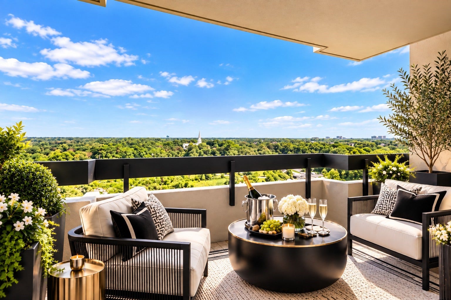 14655 Champion Forest Drive, #1201, Houston, TX 77069 Pop the cork and CELEBRATE THE HIGH LIFE! Welcome to luxury lease living at renowned Timber Top Condominiums. This beautifully remodeled 1-bedroom, 1-bath retreat pairs sophisticated finishes with a spectacular 12th-floor room with a viewno concrete jungle here! Just treetops, open skies and a private slice of the sky to call home. Lock. Leave. Live beautifully.