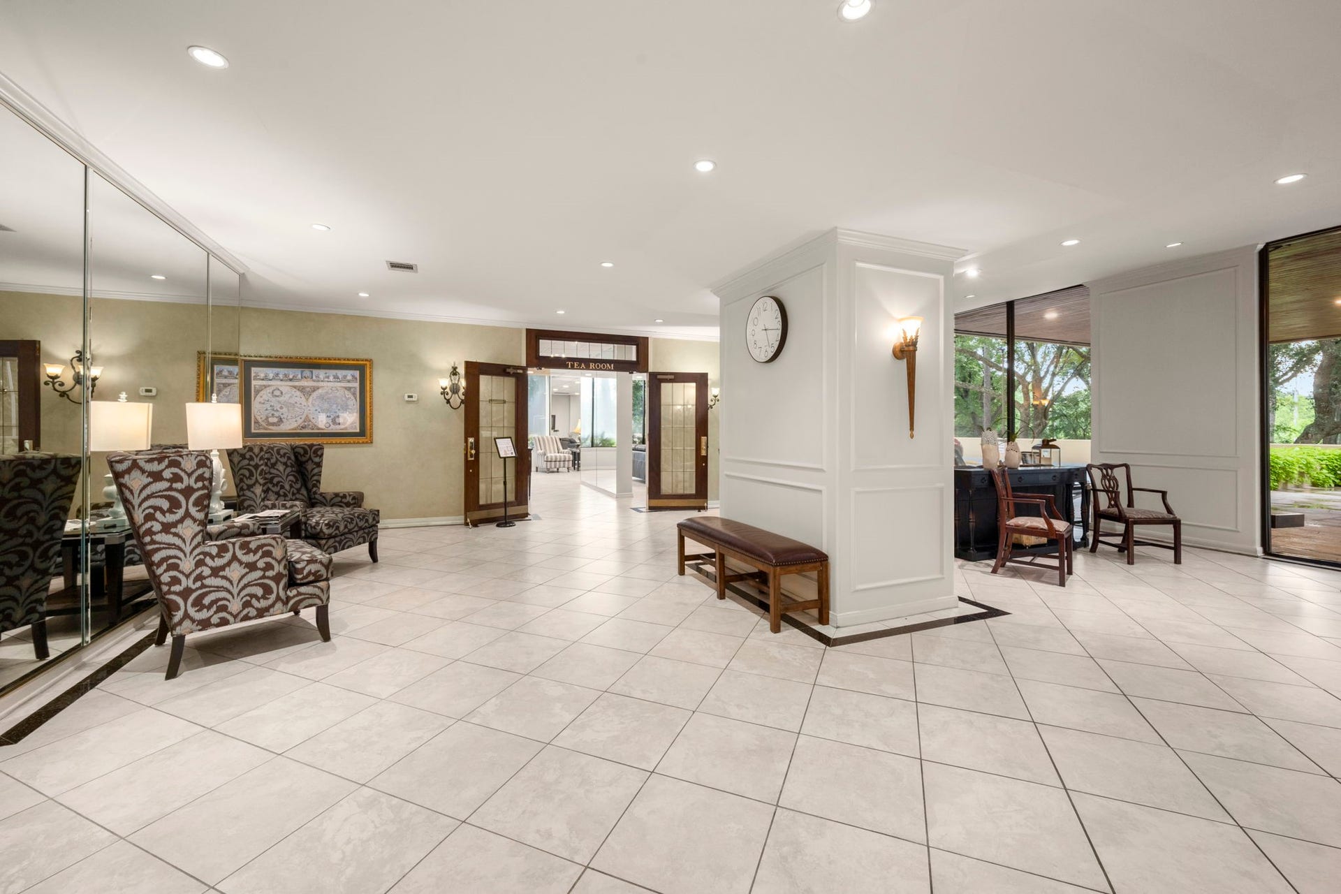 14655 Champion Forest Drive, #1201, Houston, TX 77069 The inviting first-floor lobby is the perfect spot to greet guests or mingle with neighbors. Enjoy peace of mind with 24-hour receptionist service and on-site security, ensuring both exclusivity and privacy.