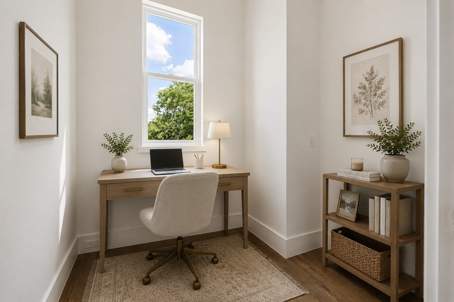 310 Fowler Street, Houston, TX 77007 Versatile flex room ideal for a home office, study and more. A digitally staged image.