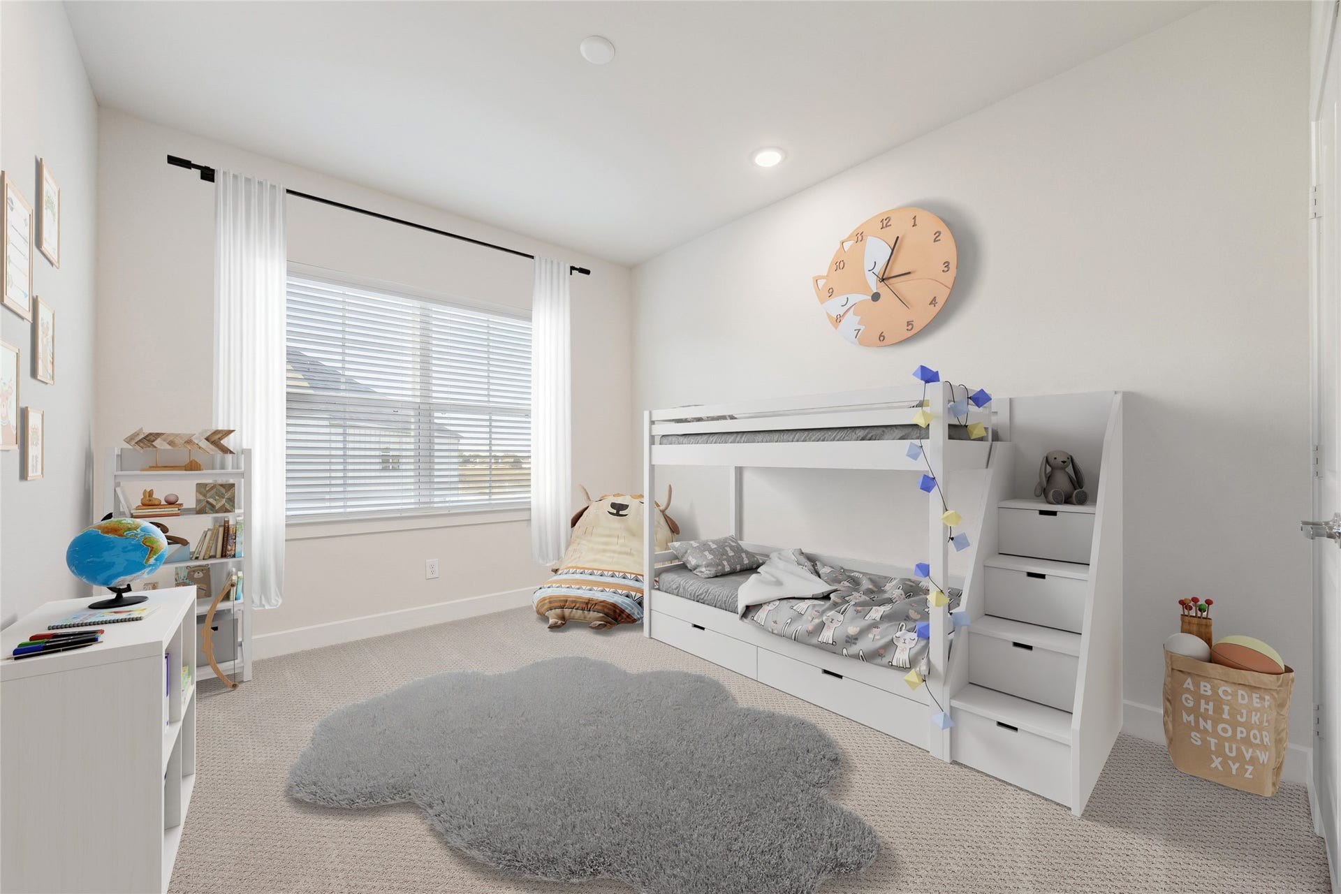 Digitally furnished secondary bedroom.