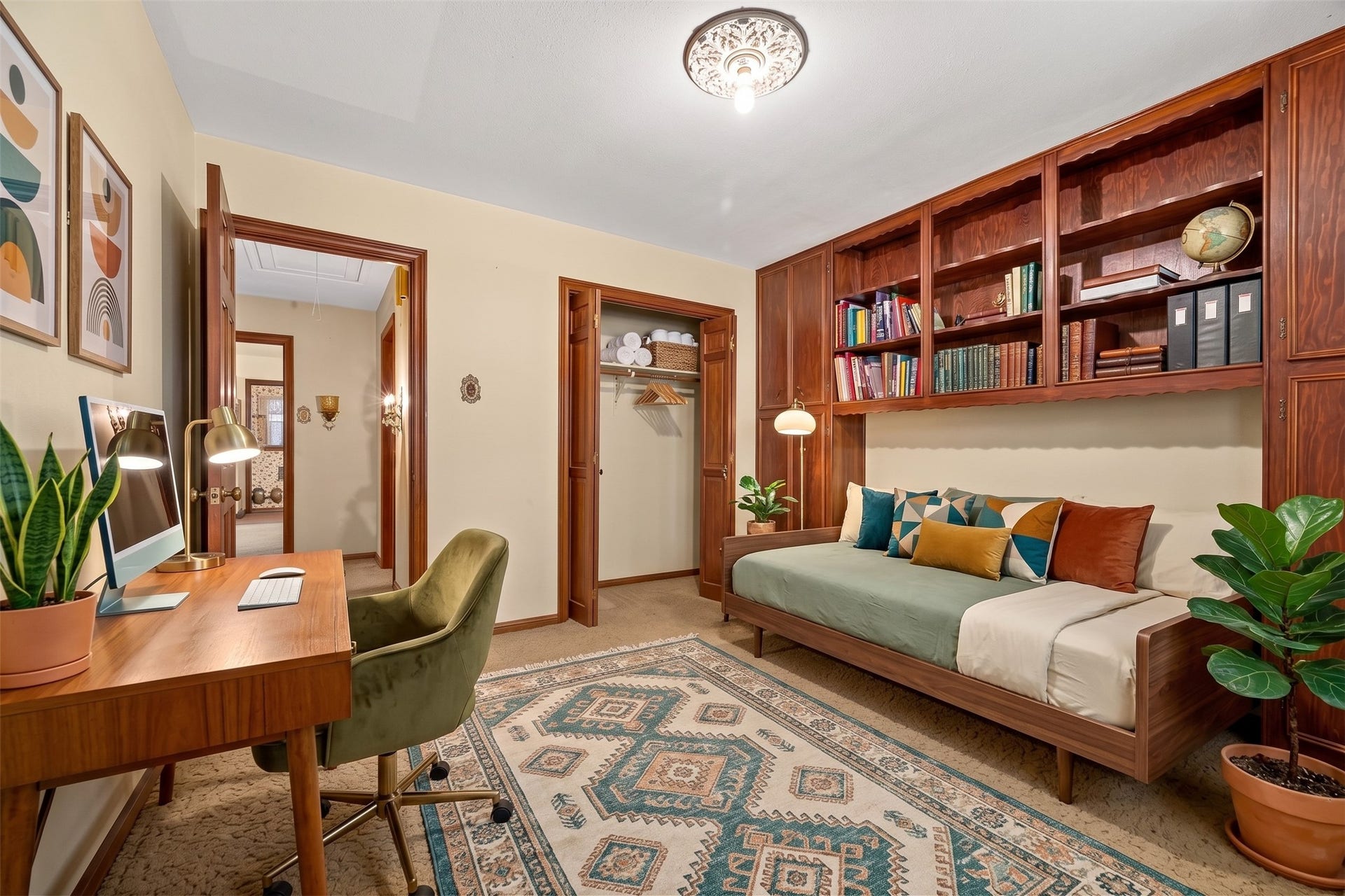 Secondary bedroom virtually enhanced as an office/ guest room.