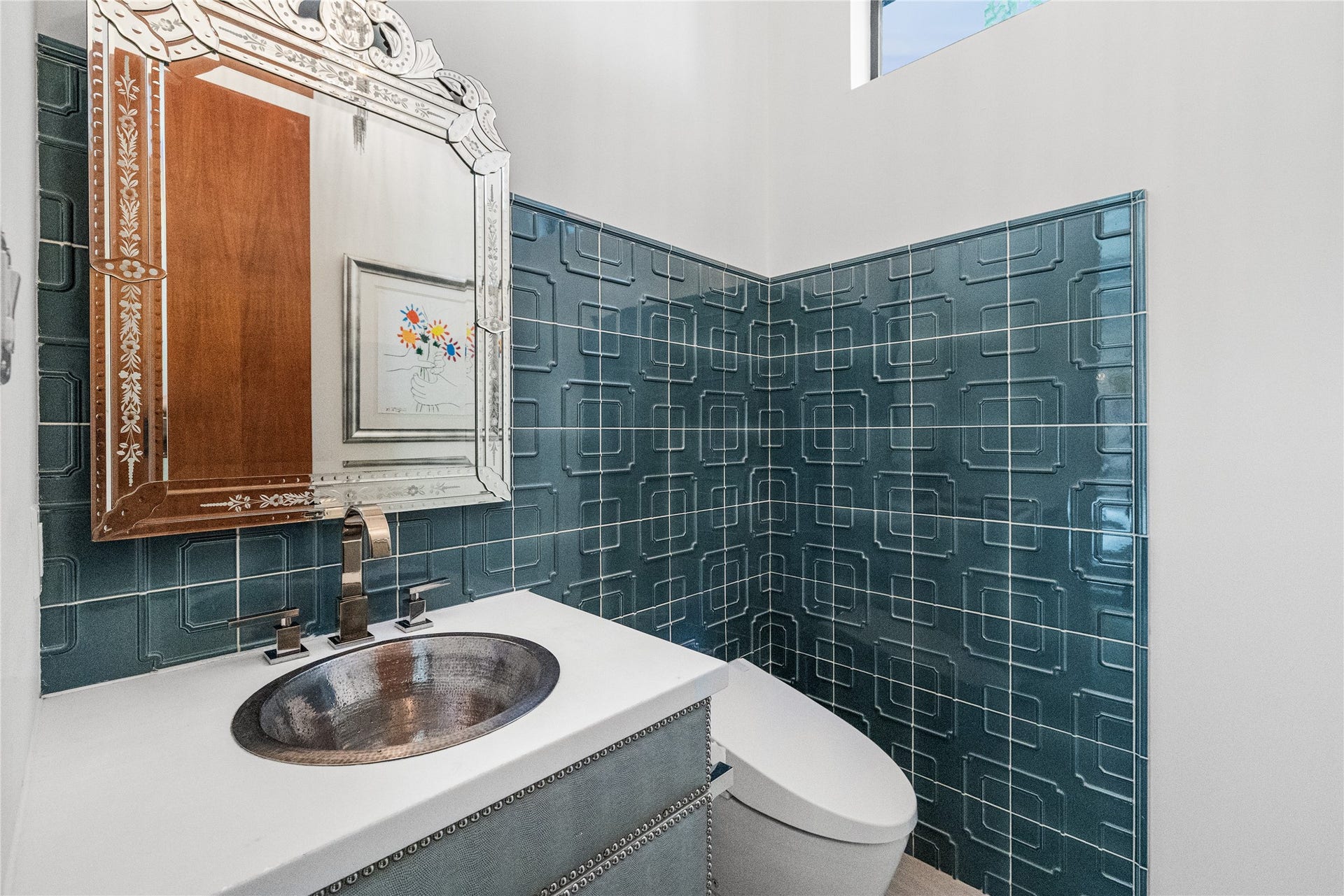2608 Barbara Lane, Houston, TX 77005 The first-floor powder bath pairs timeless finishes with the understated luxury of a TOTO toilet.