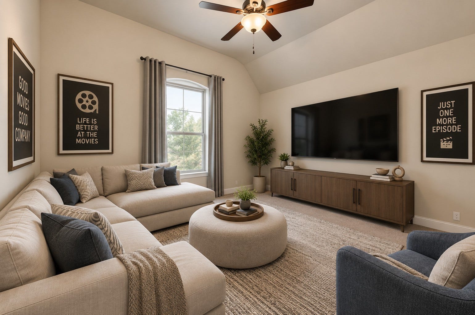 Your own upstairs entertainment retreat, ready for movie nights, gaming, and quality time with family. Virtually Stagged