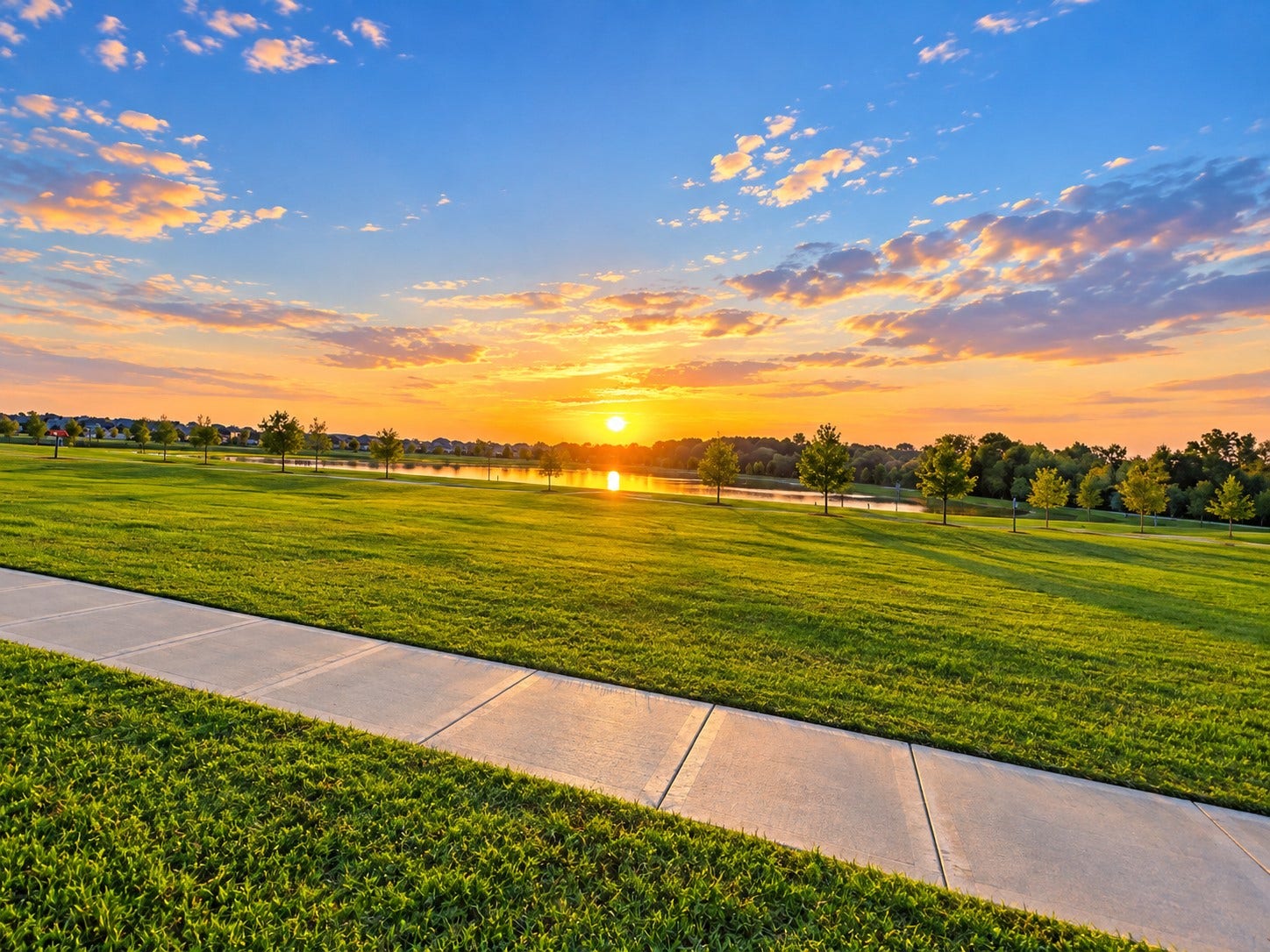 View of the community pond and walking trails, creating a peaceful and inviting setting right outside your door.