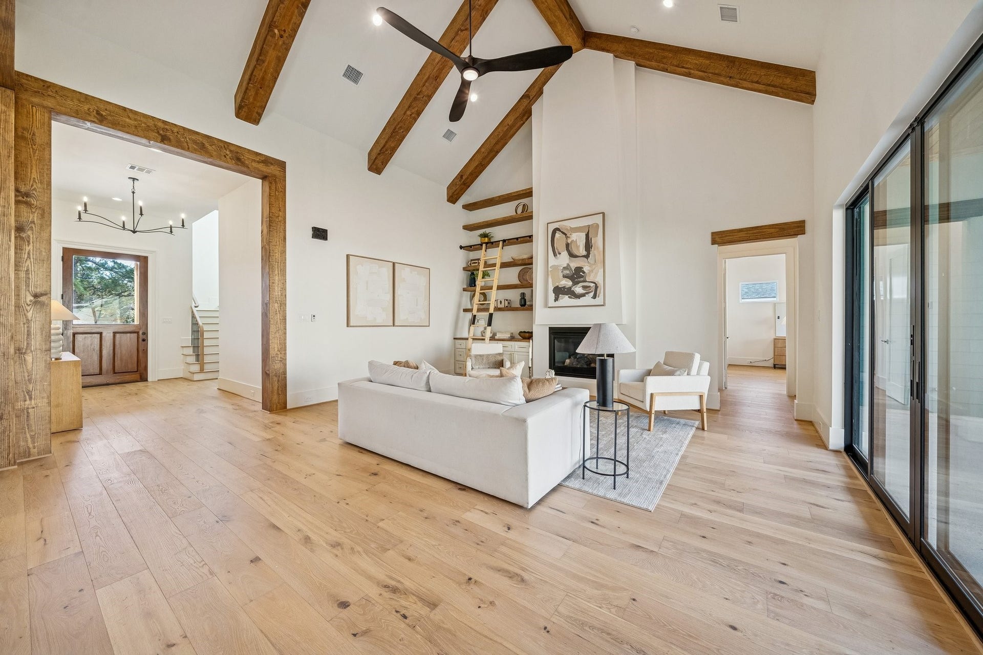 A better view showcasing the flow of this floor plan from front door to the living room.