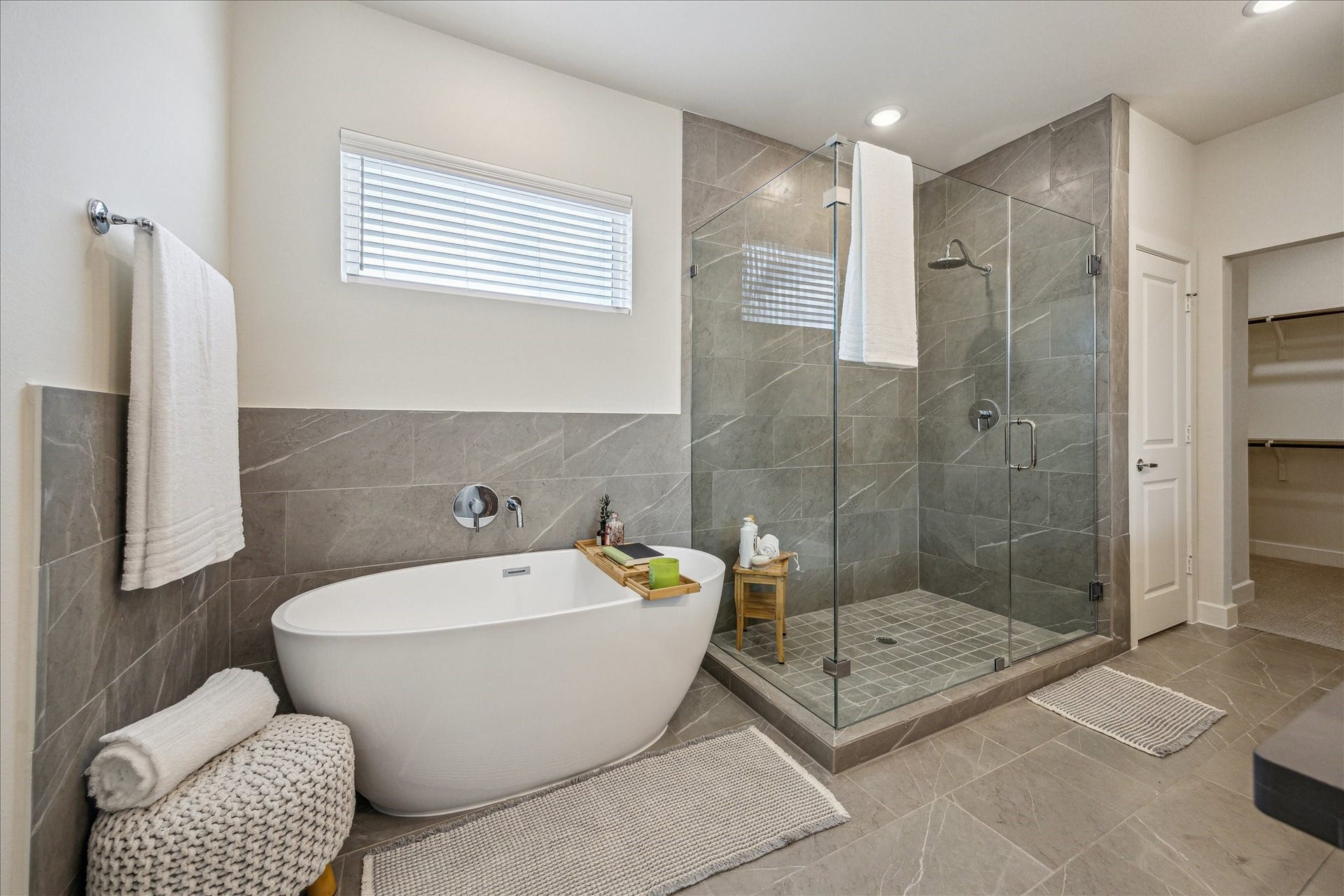 24405 Colonial Mound Drive, Katy, TX 77493 Representative photo showing the communitys model home primary bathroom. Layout and selections may vary.
