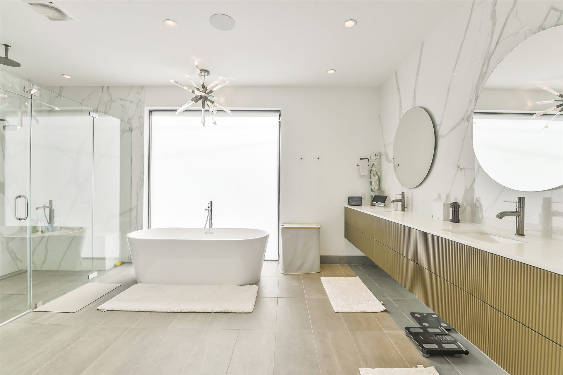 3003 Virginia Street, Houston, TX 77098 Primary bathroom with oversized shower and free standing tub