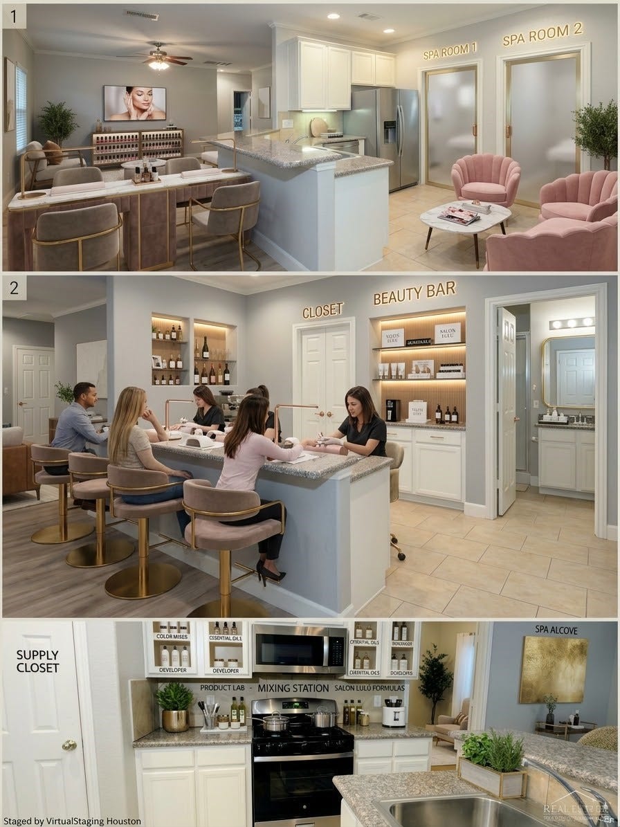 6719 Radcliffe Street, Houston, TX 77091 Virtually staged for beauty, nail, salon interior