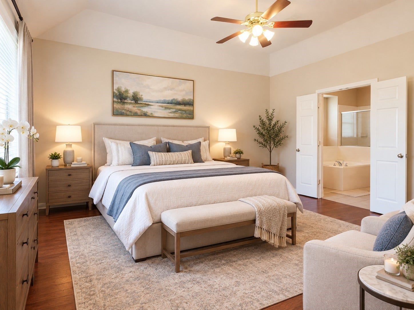 802 Portsmouth Drive, Pearland, TX 77584 Digital staged primary bedroom