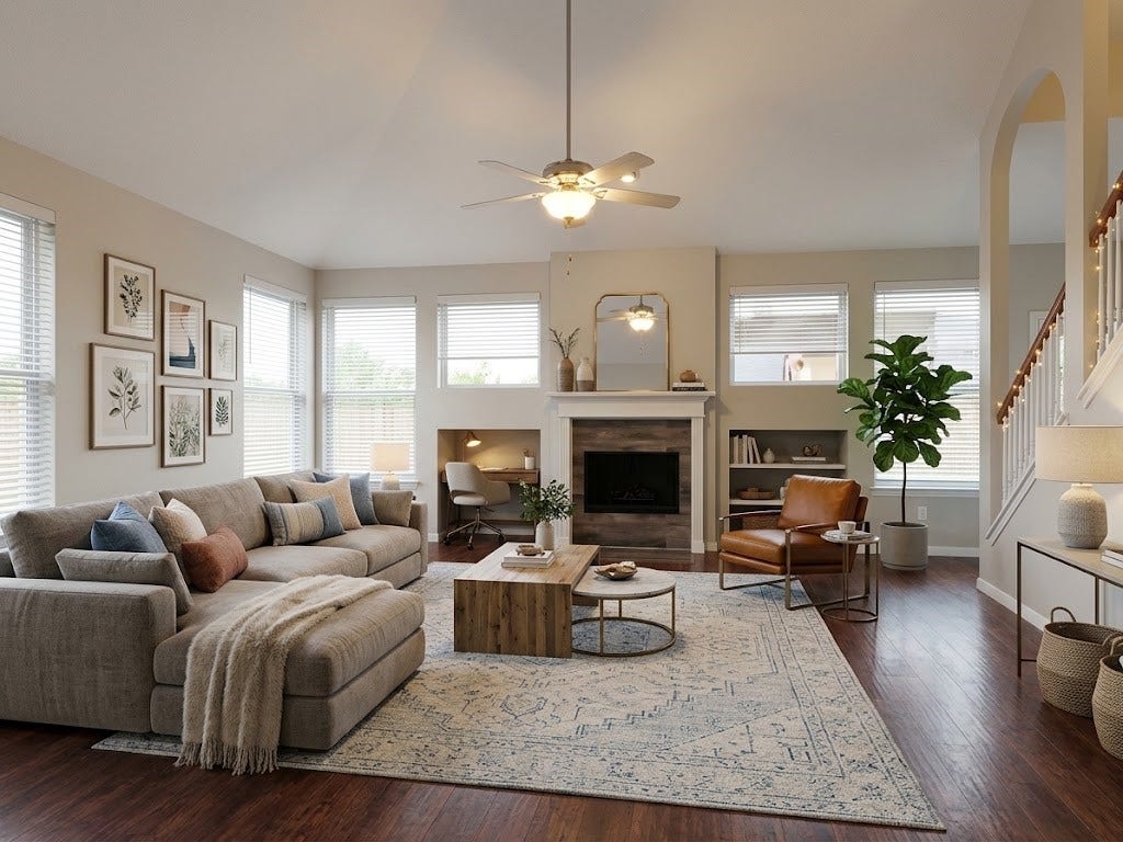 802 Portsmouth Drive, Pearland, TX 77584 Digital staged living room