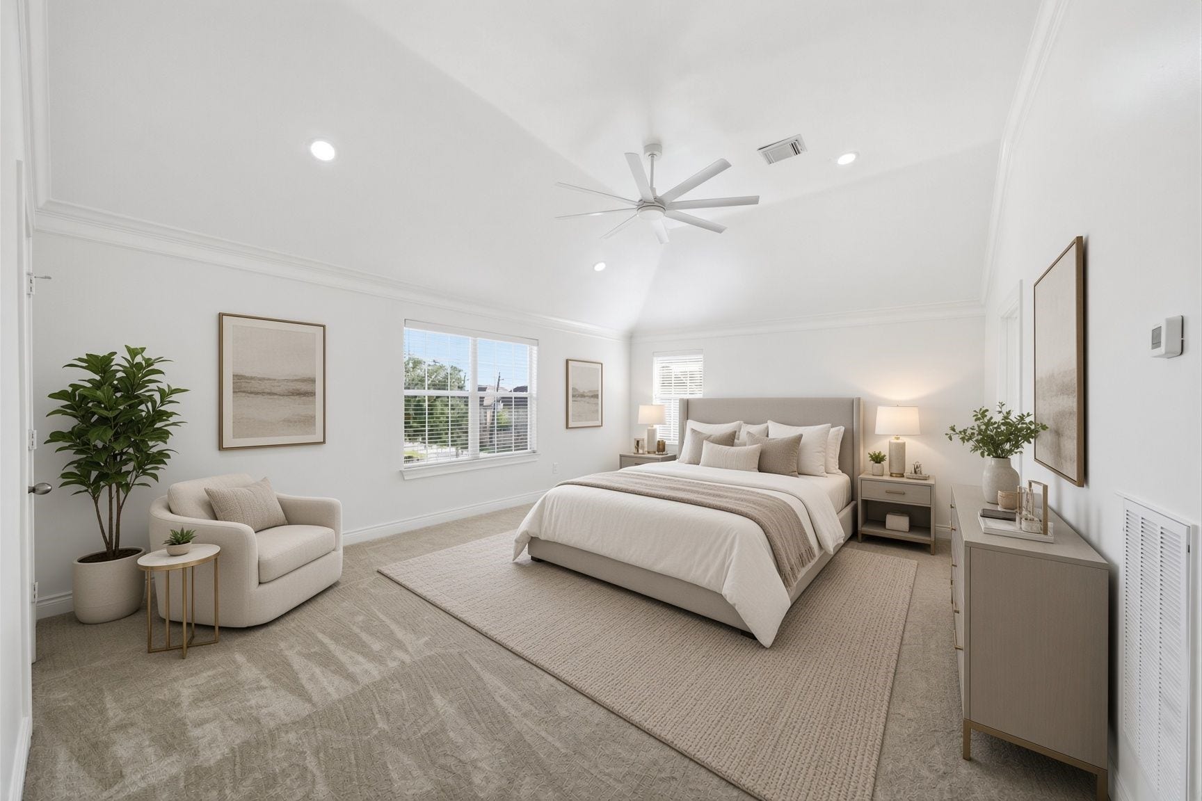 11110 Sherwood Forest Glen Drive, Houston, TX 77043 Staged photo of the first floor secondary bedroom.