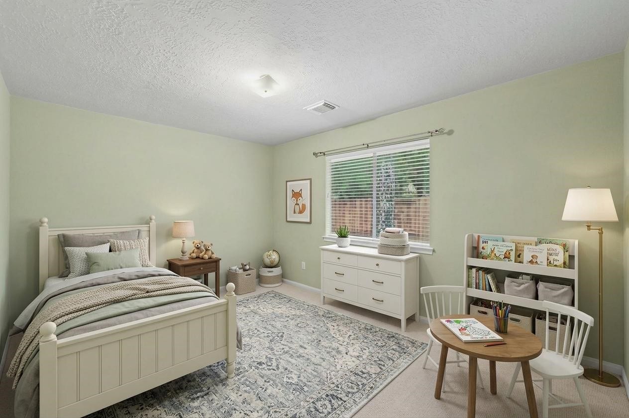 26 N Brooksedge Circle, The Woodlands, TX 77382 Virtually staged photo of secondary bedroom #3.