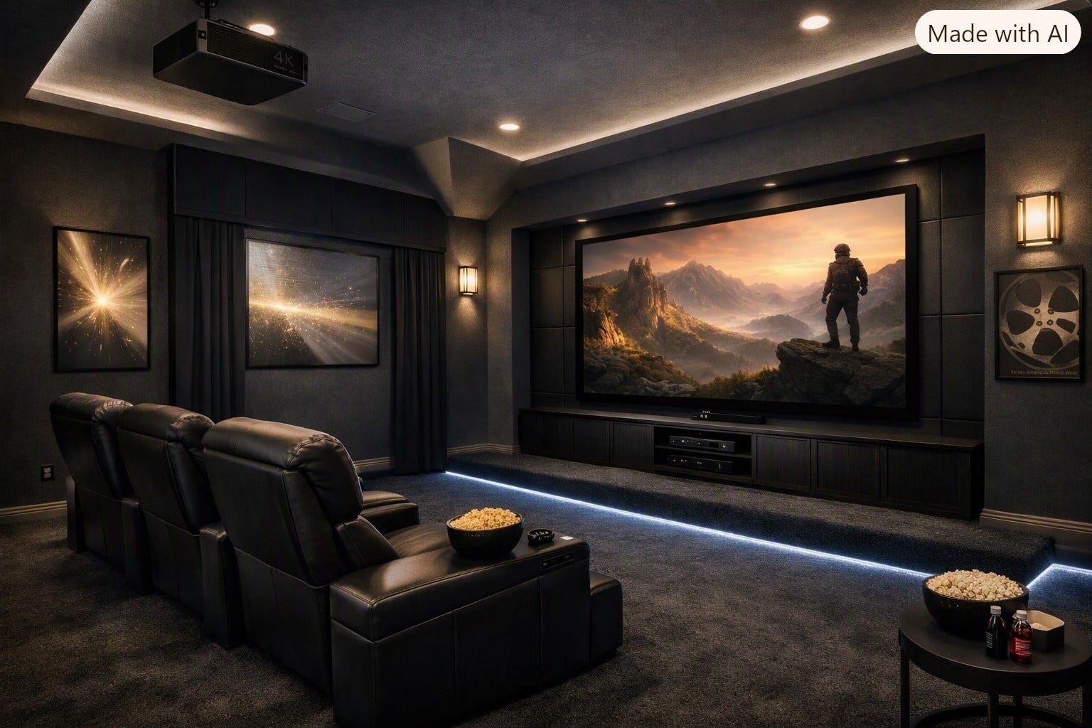 2525 W Ranch Drive, Friendswood, TX 77546 Virtually staged: Dedicated home theater. A perfect space for movie nights, gaming or entertainment.