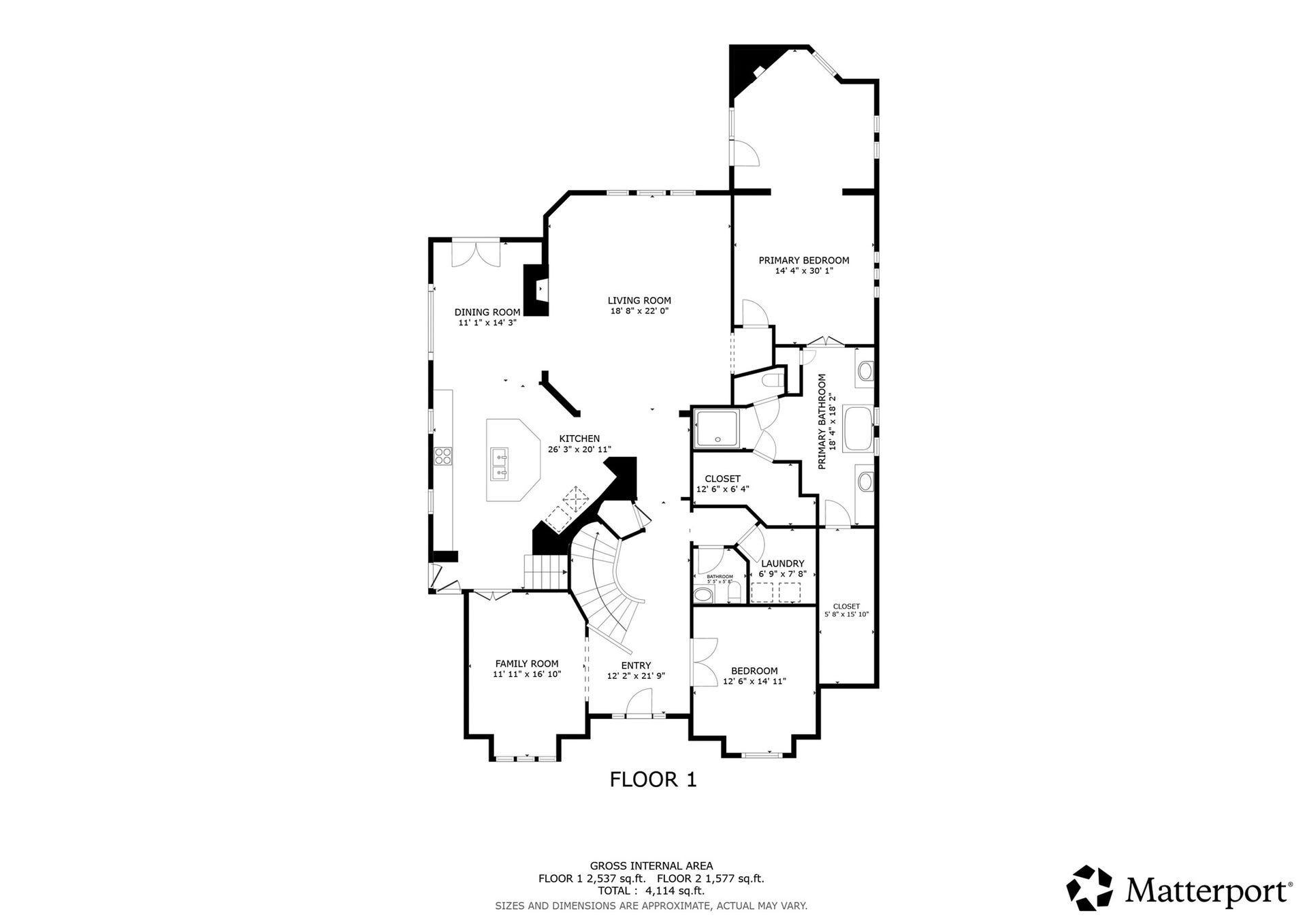 2525 W Ranch Drive, Friendswood, TX 77546 1st Floor Layout with approximate measurements.