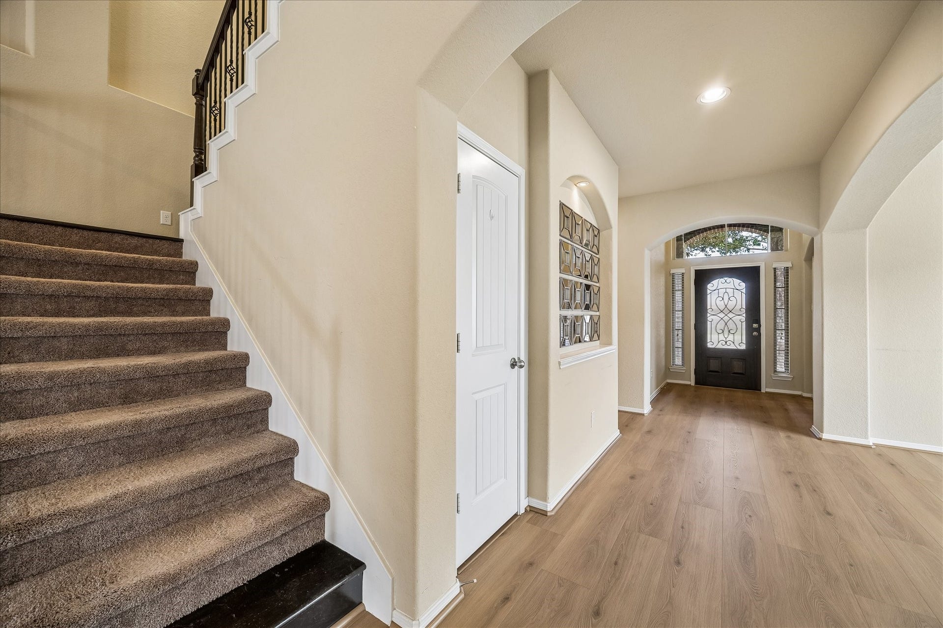 30 Glade Park Drive, Missouri City, TX 77459 Thoughtful updates throughout this home bring added comfort, style, and value. Interior highlights include updated wood-look laminate flooring throughout the downstairs in September 2026 and bathroom improvements. The dishwasher and water heaters were replaced in 2022. Upstairs, the media room comes complete with a TV and surround sound system that stay with the home.