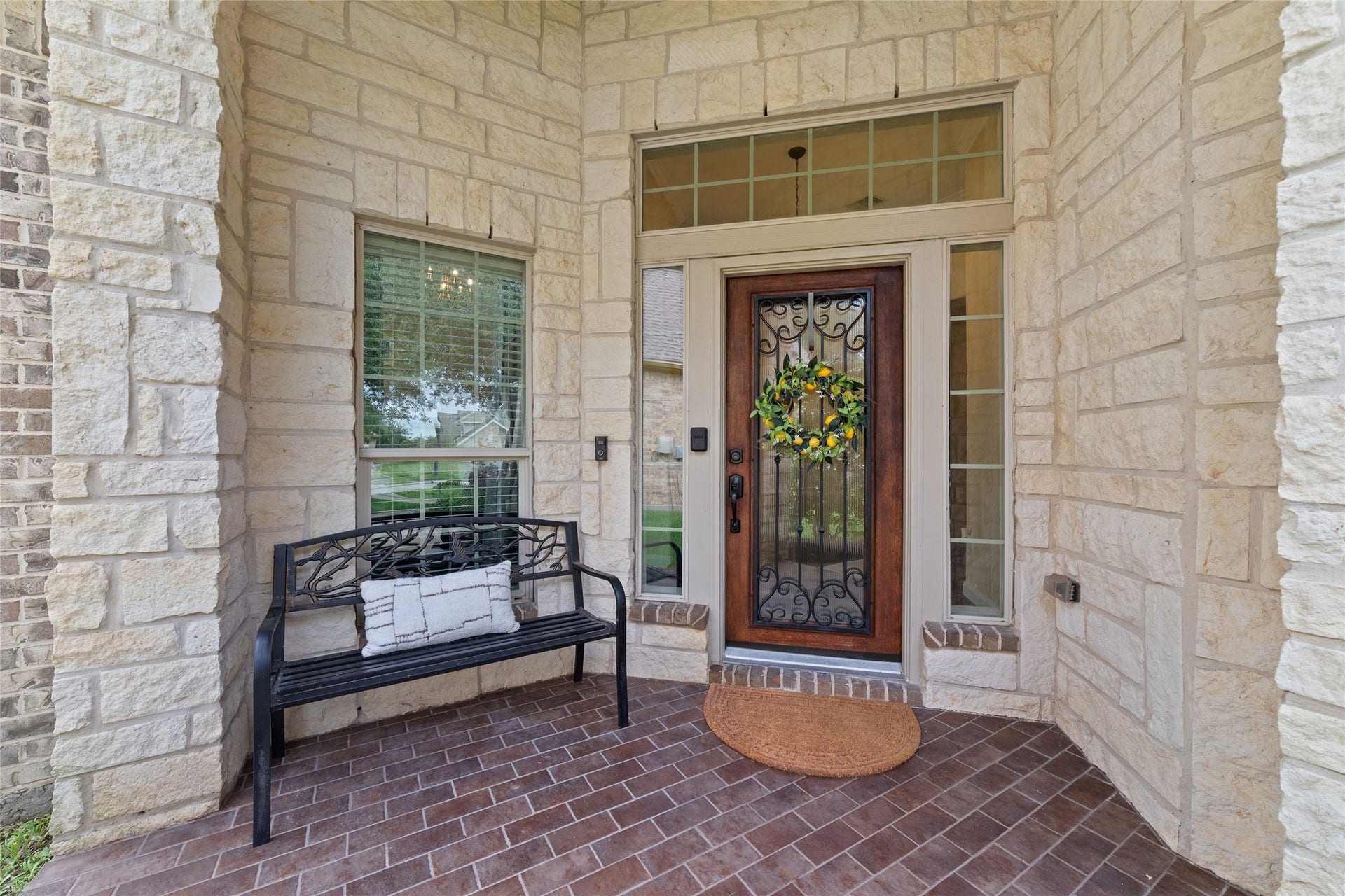 9234 E Canyon Lake Springs Drive, Cypress, TX 77433 This front porch is stunning with impressive stone and gorgeous front door. Simply states welcome HOME!
