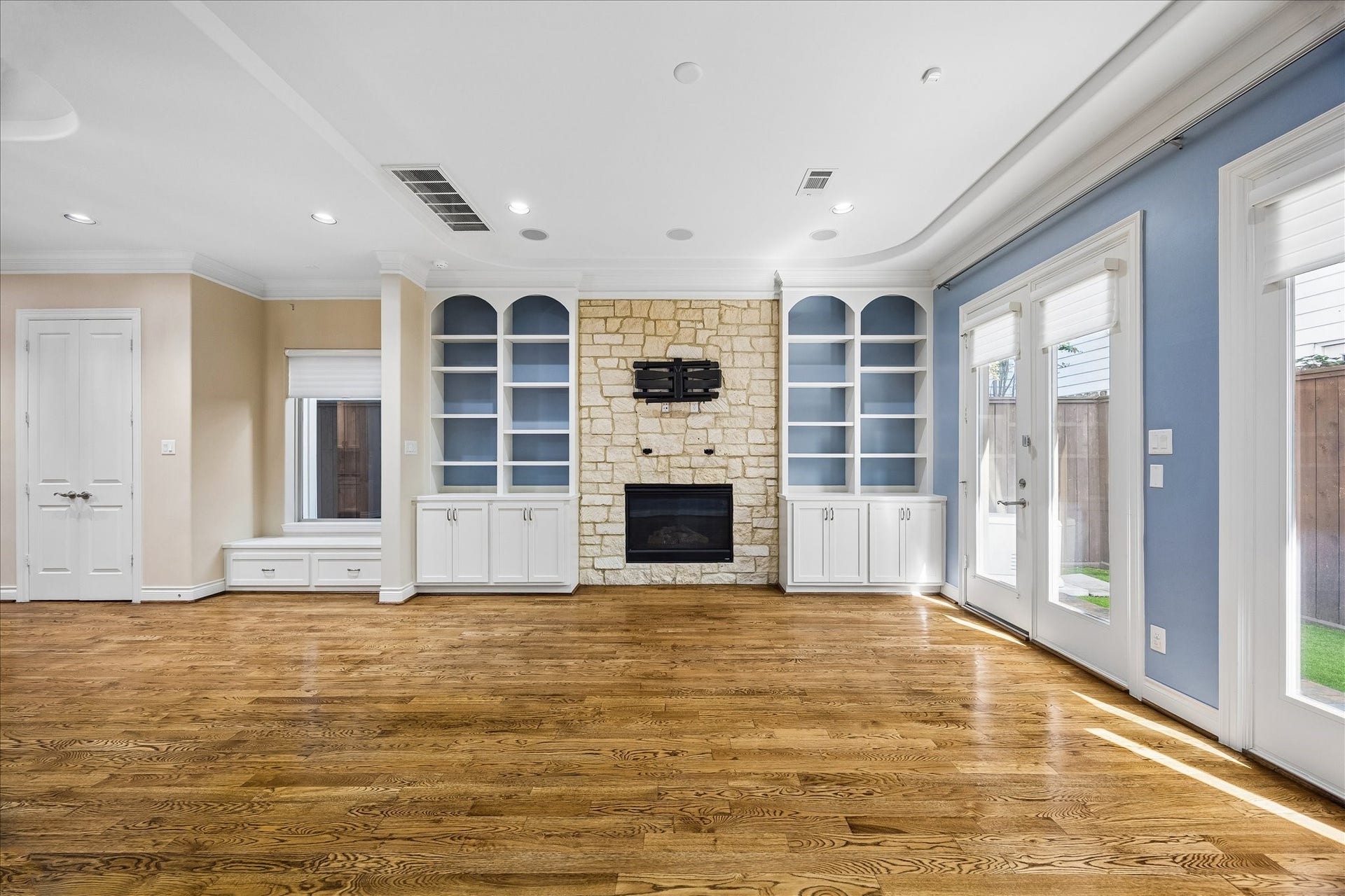 Beautiful hardwood floors and built-ins abound
